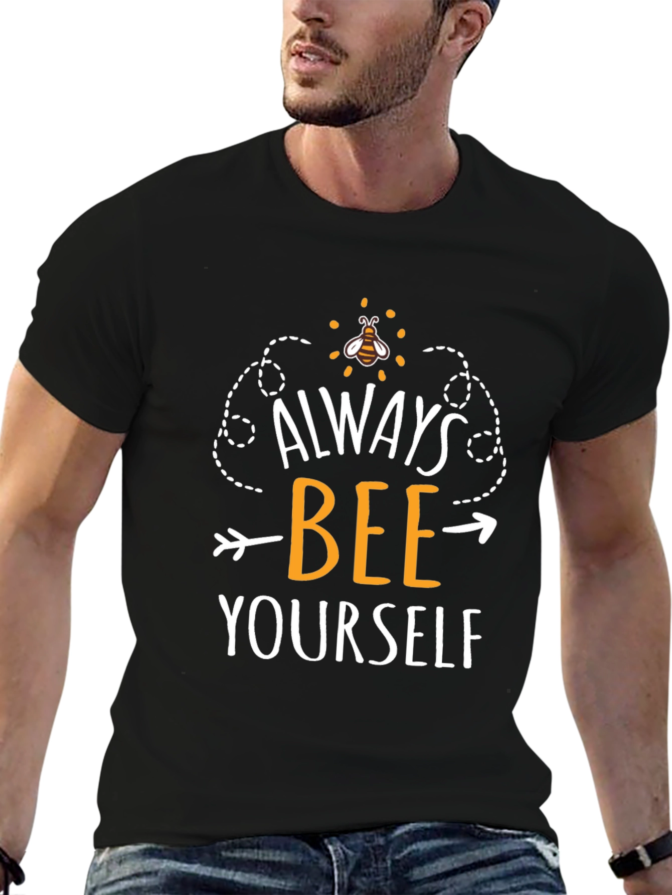 Always Bee Yourself Graphic Tee - Black Cotton T-Shirt