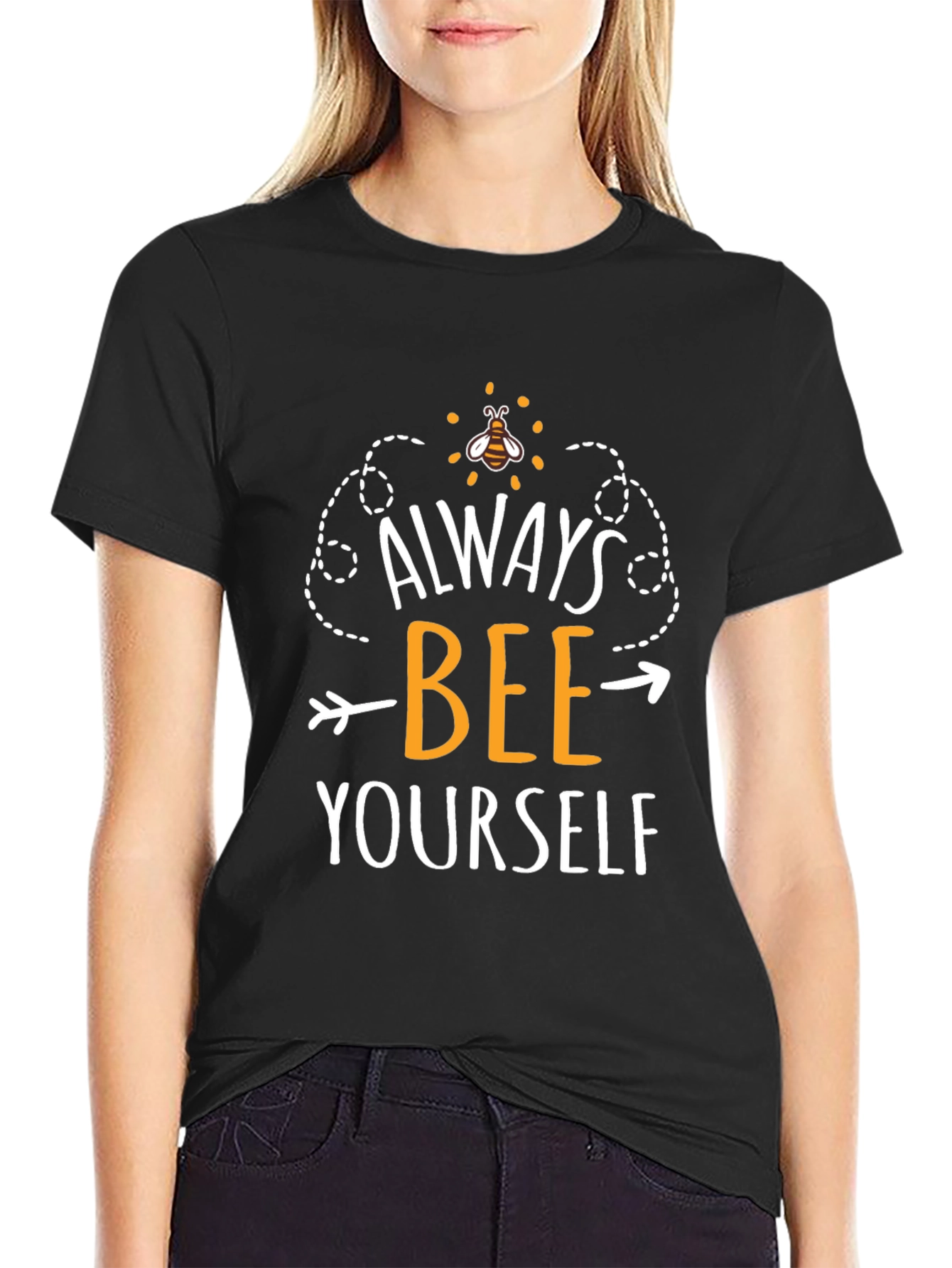 Always Bee Yourself Graphic Tee - Black Cotton T-Shirt
