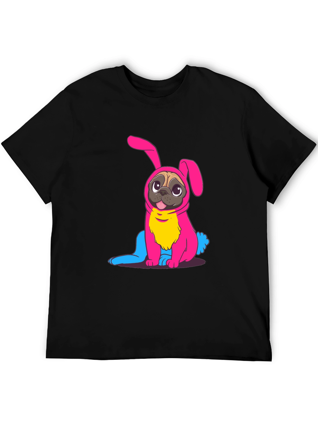 Bunny Pug Graphic Tee - Black