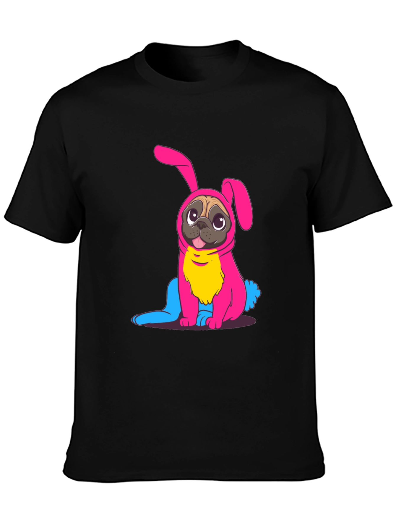Bunny Pug Graphic Tee - Black