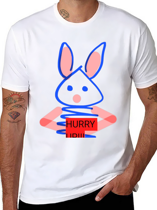 Whimsical Bunny Graphic Tee - Hurry Up! Design