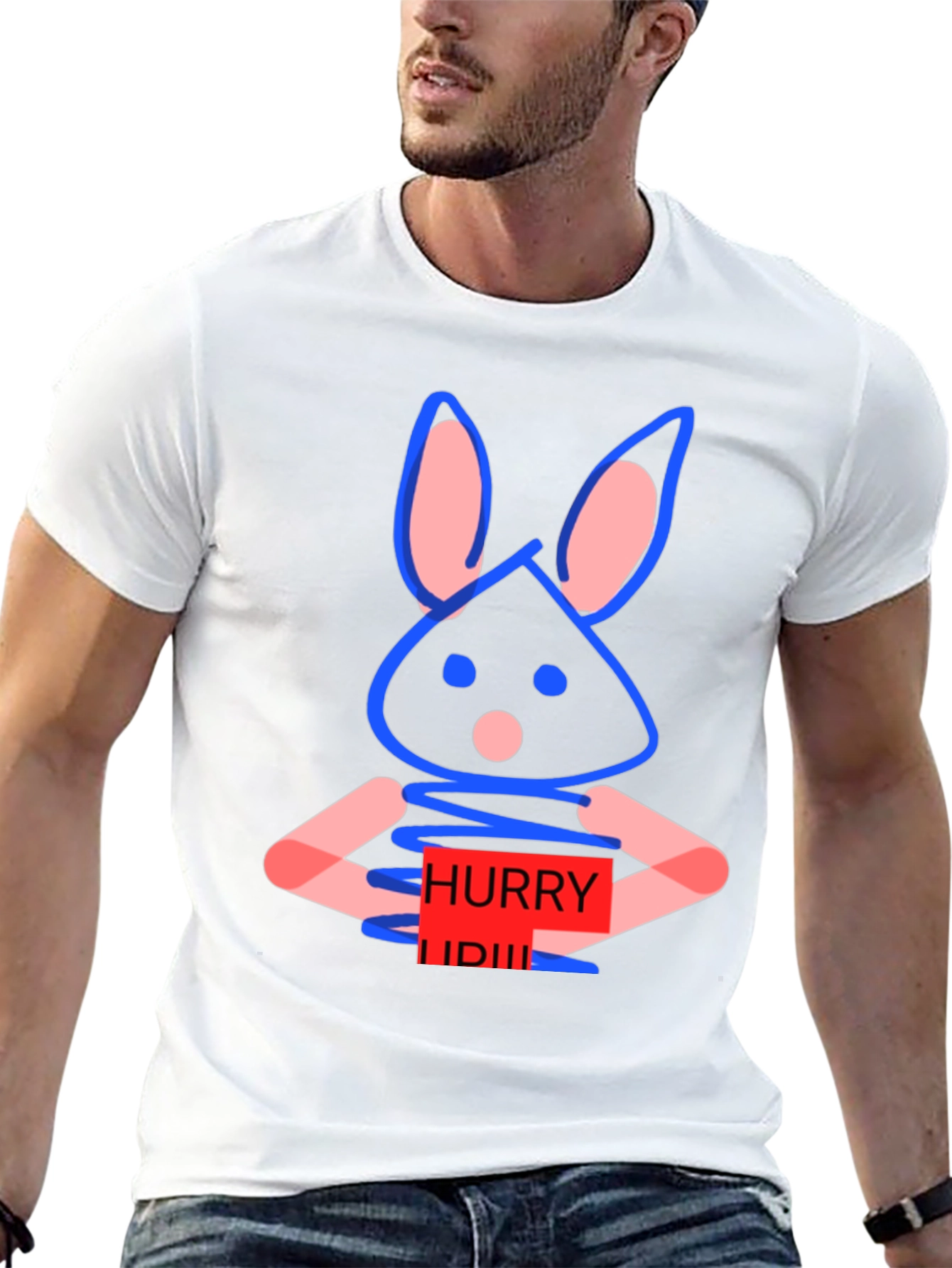 Whimsical Bunny Graphic Tee - Hurry Up! Design
