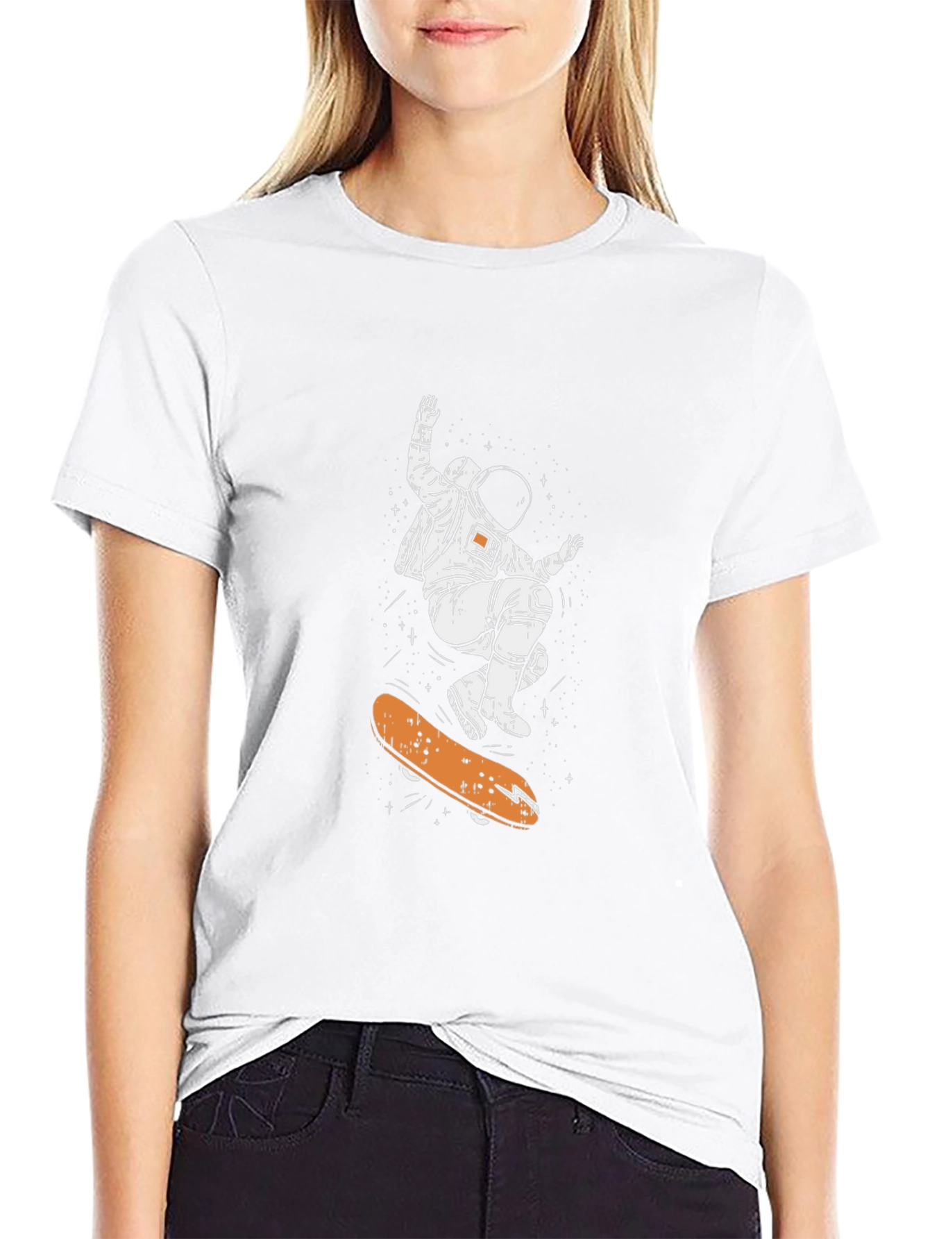 Astronaut Skateboard Graphic Tee - Cool Space Design