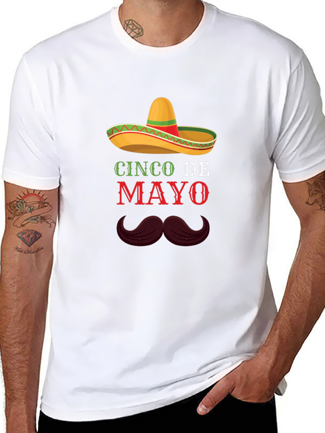 Cinco De Mayo T-Shirt - Sombrero & Mustache