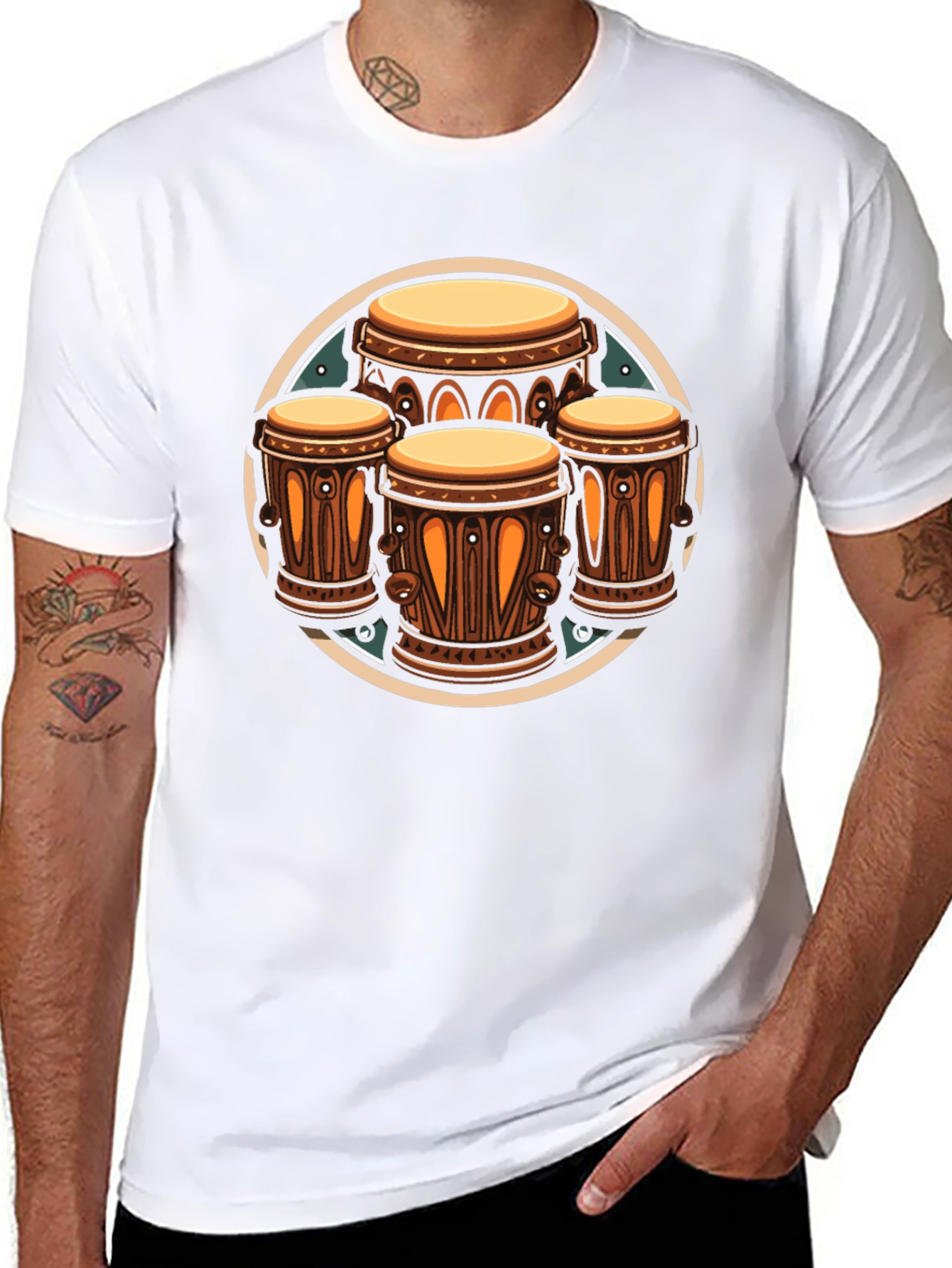Conga Drums Graphic Black T-Shirt