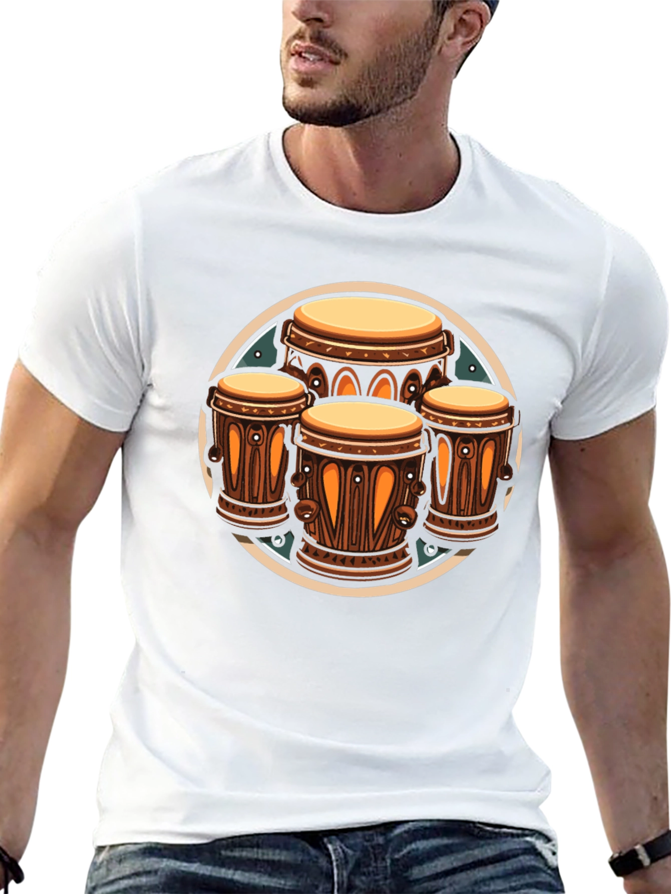Conga Drums Graphic Black T-Shirt