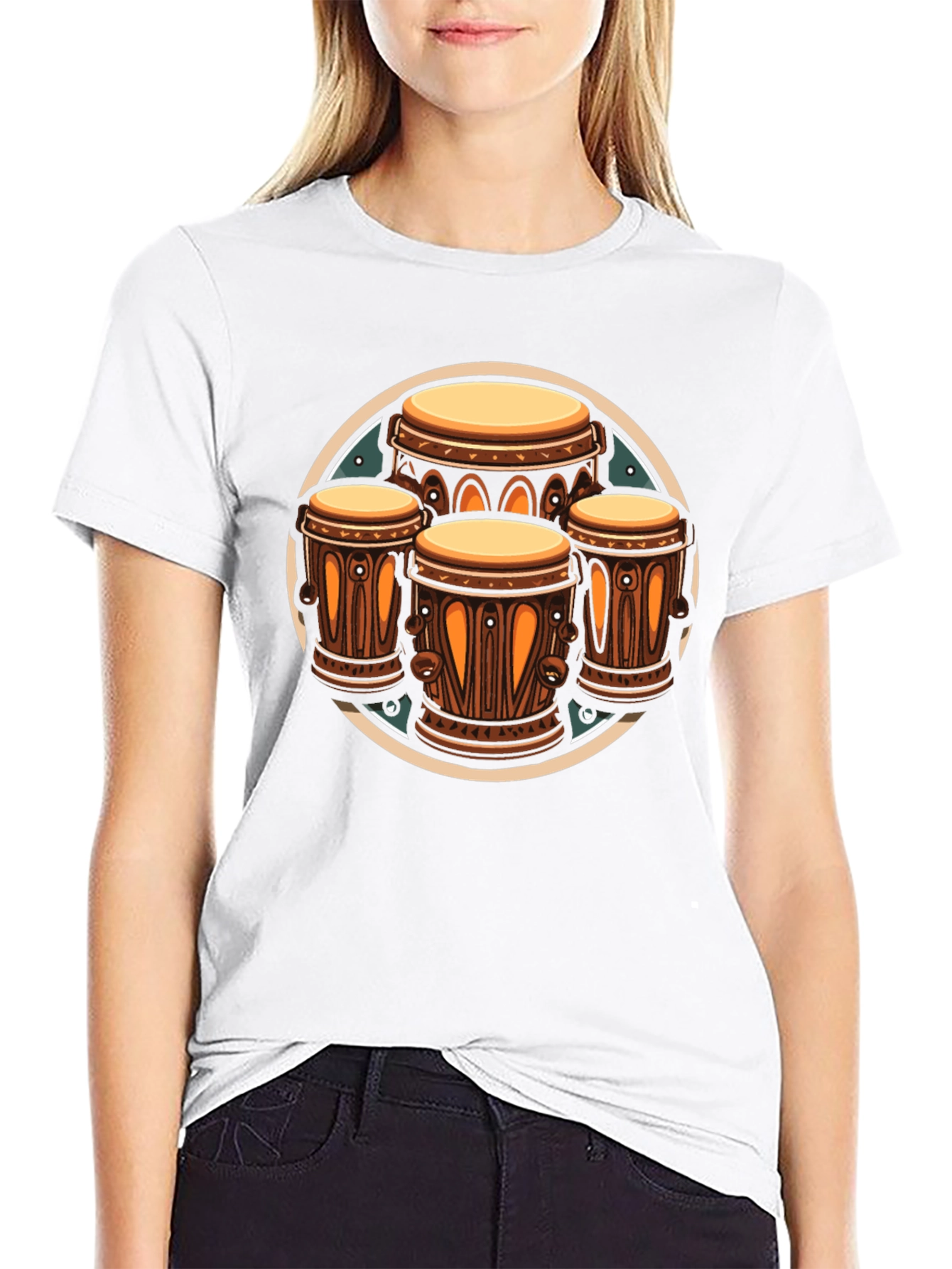 Conga Drums Graphic Black T-Shirt