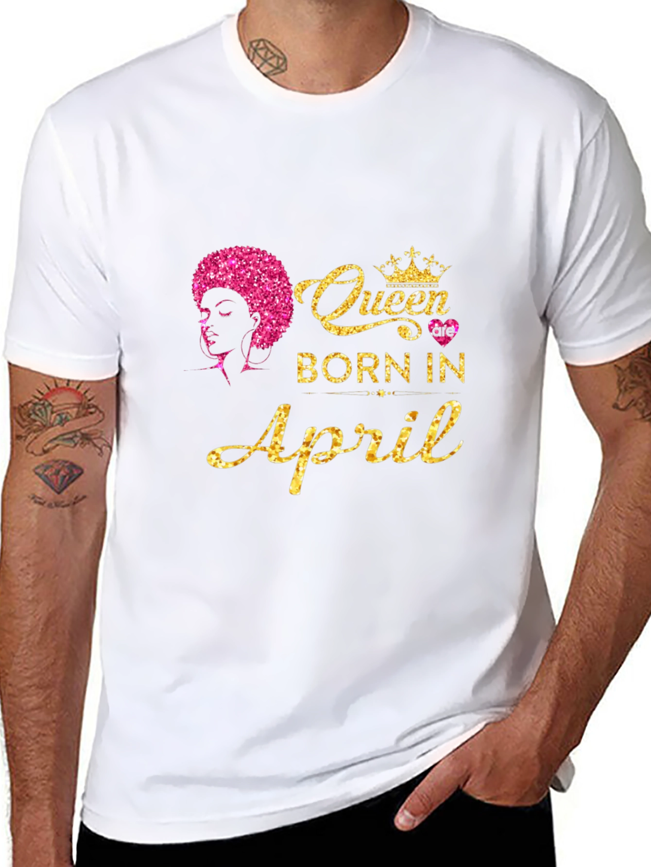 Queen Born in April Black T-Shirt