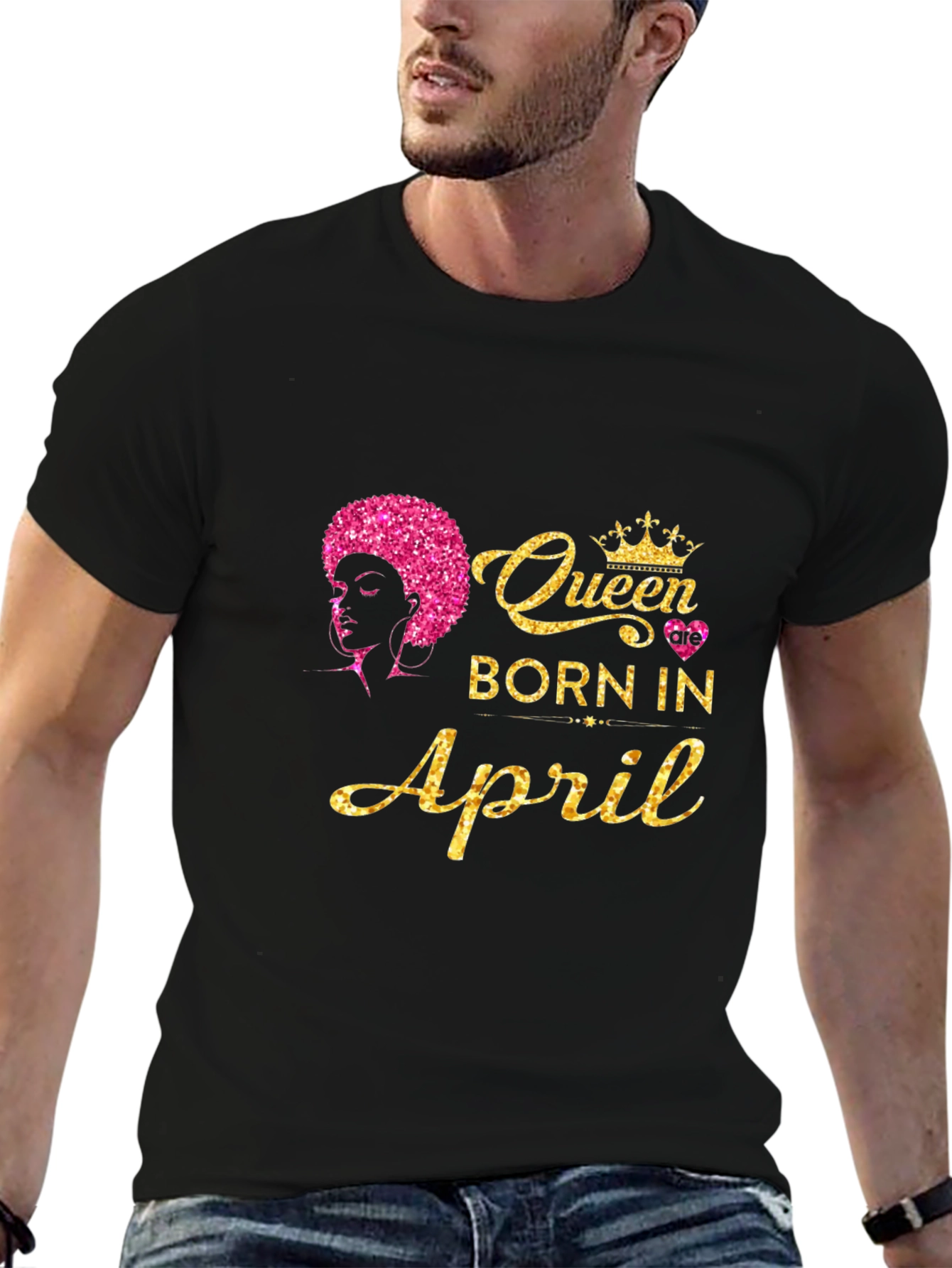 Queen Born in April Black T-Shirt