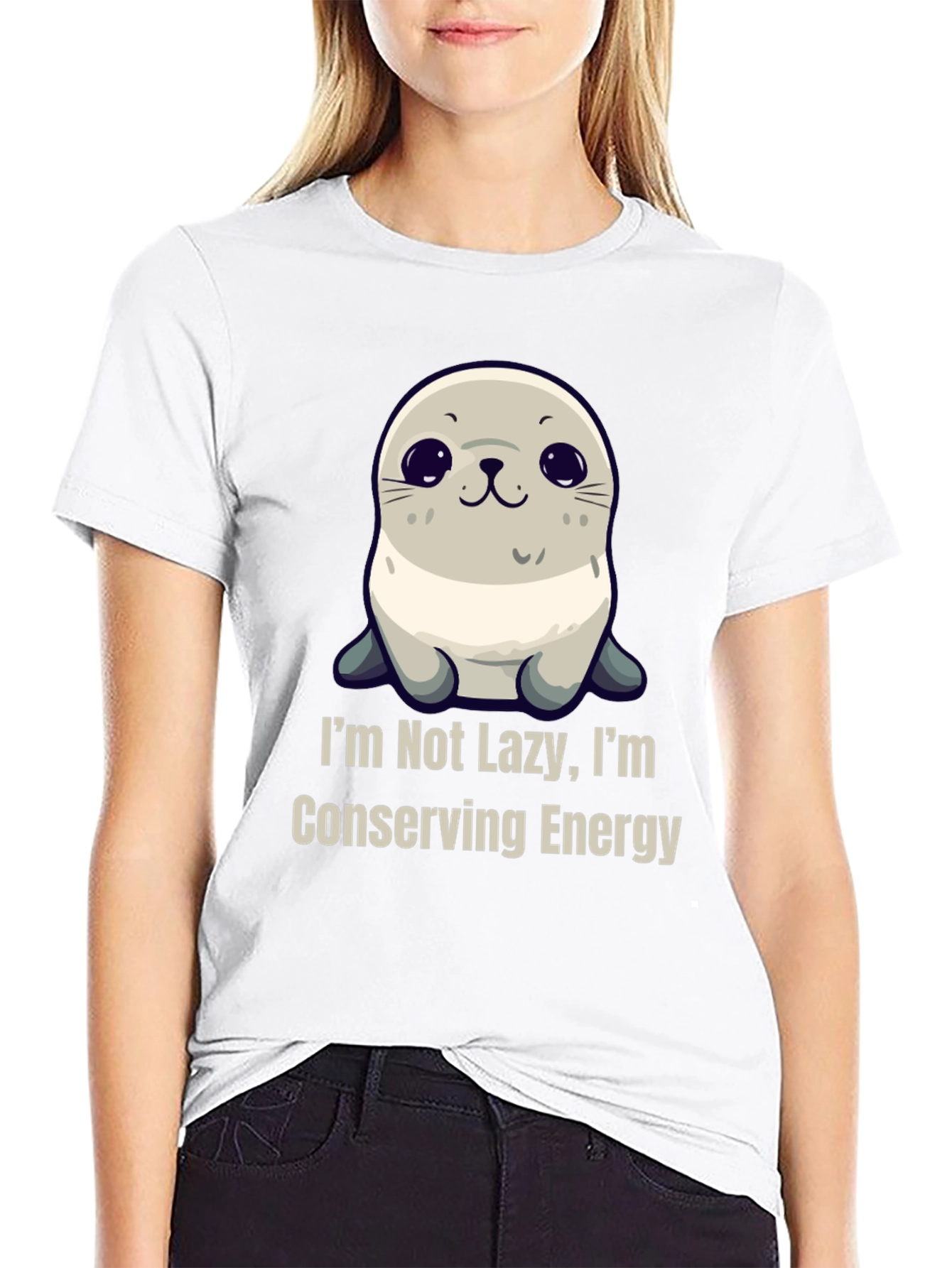 Funny Seal T-Shirt - Im Not Lazy Conserving Energy