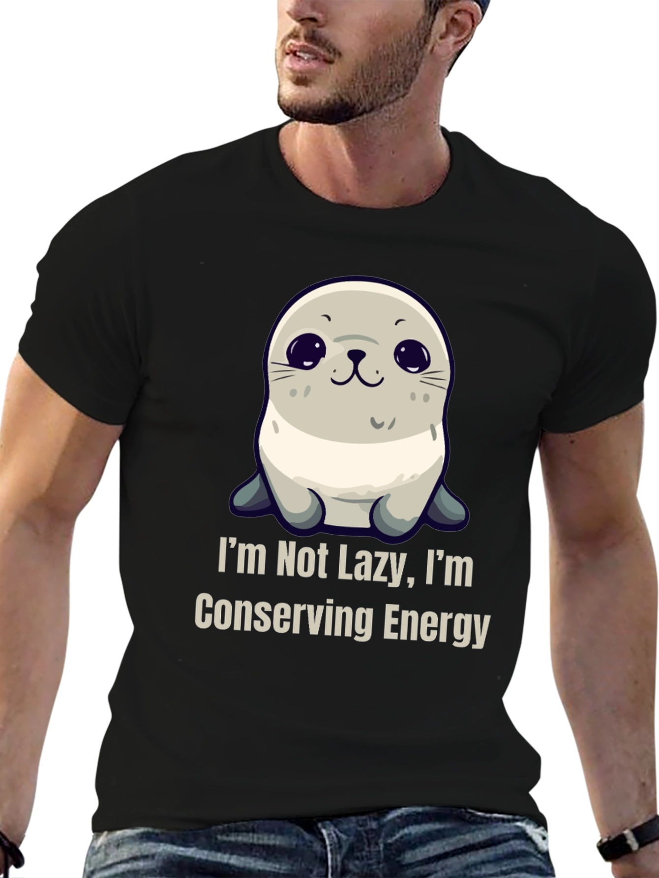 Funny Seal T-Shirt - Im Not Lazy Conserving Energy