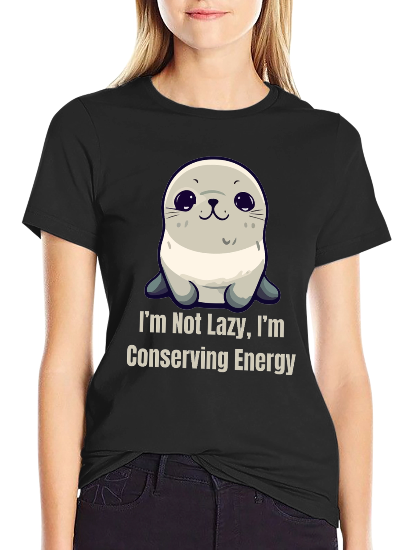 Funny Seal T-Shirt - Im Not Lazy Conserving Energy
