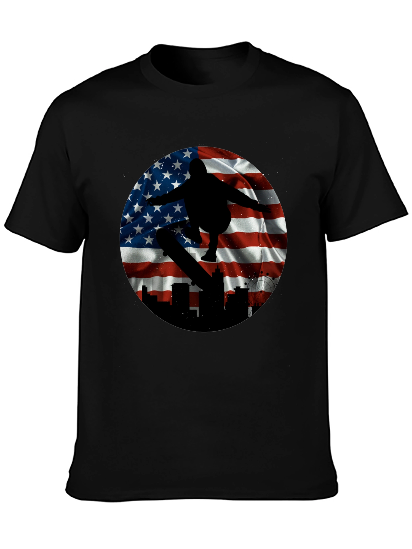 Patriotic Skater T-Shirt - American Flag Design