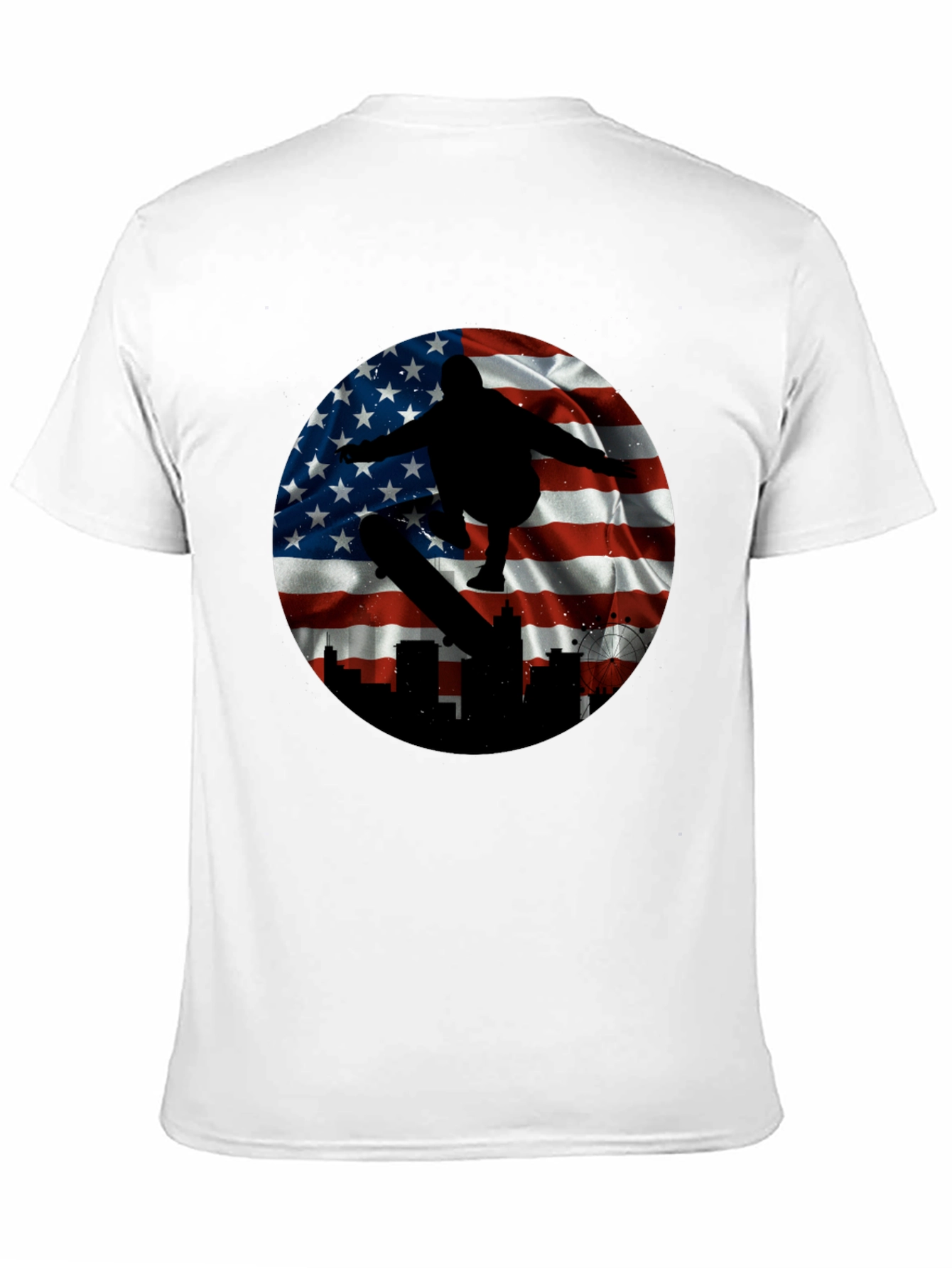 Patriotic Skater T-Shirt - American Flag Design