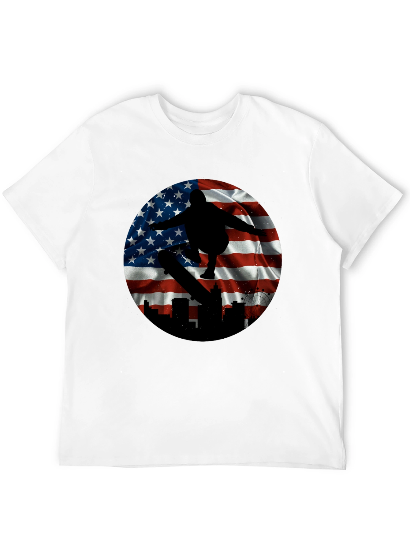 Patriotic Skater T-Shirt - American Flag Design