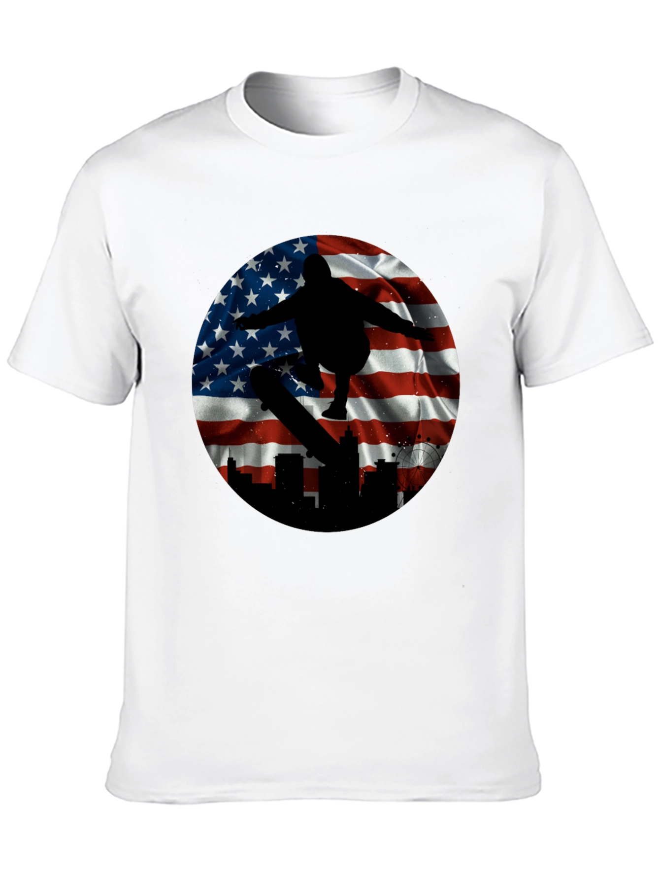 Patriotic Skater T-Shirt - American Flag Design