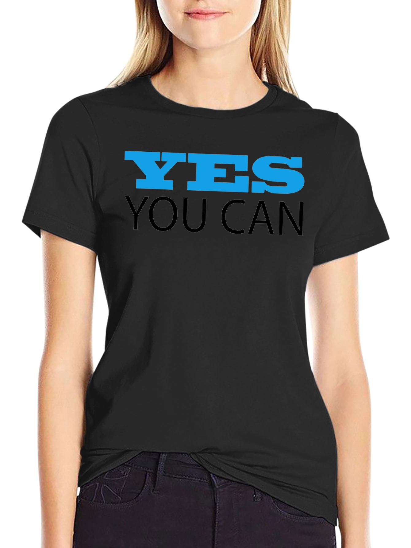 Yes You Can Black Graphic Tee