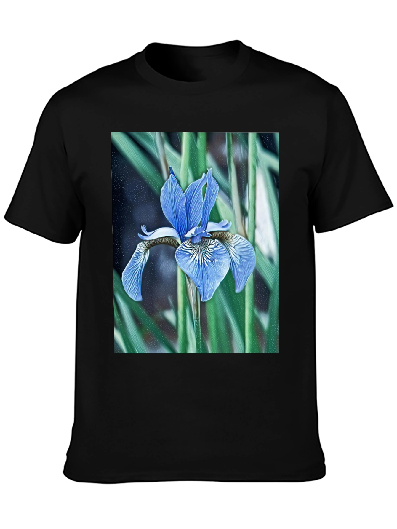 Floral Iris Graphic Tee - Modern Nature Print
