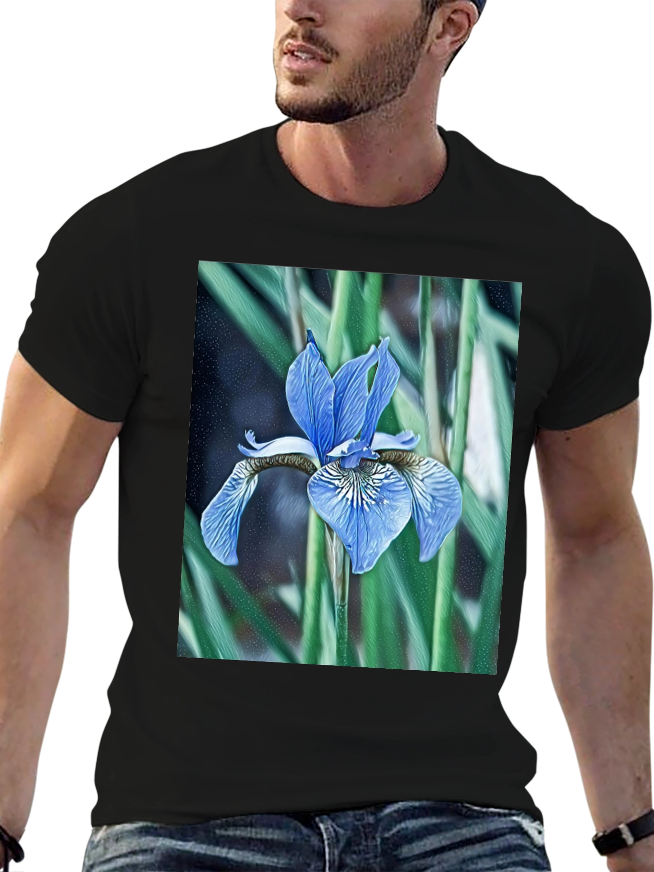 Floral Iris Graphic Tee - Modern Nature Print
