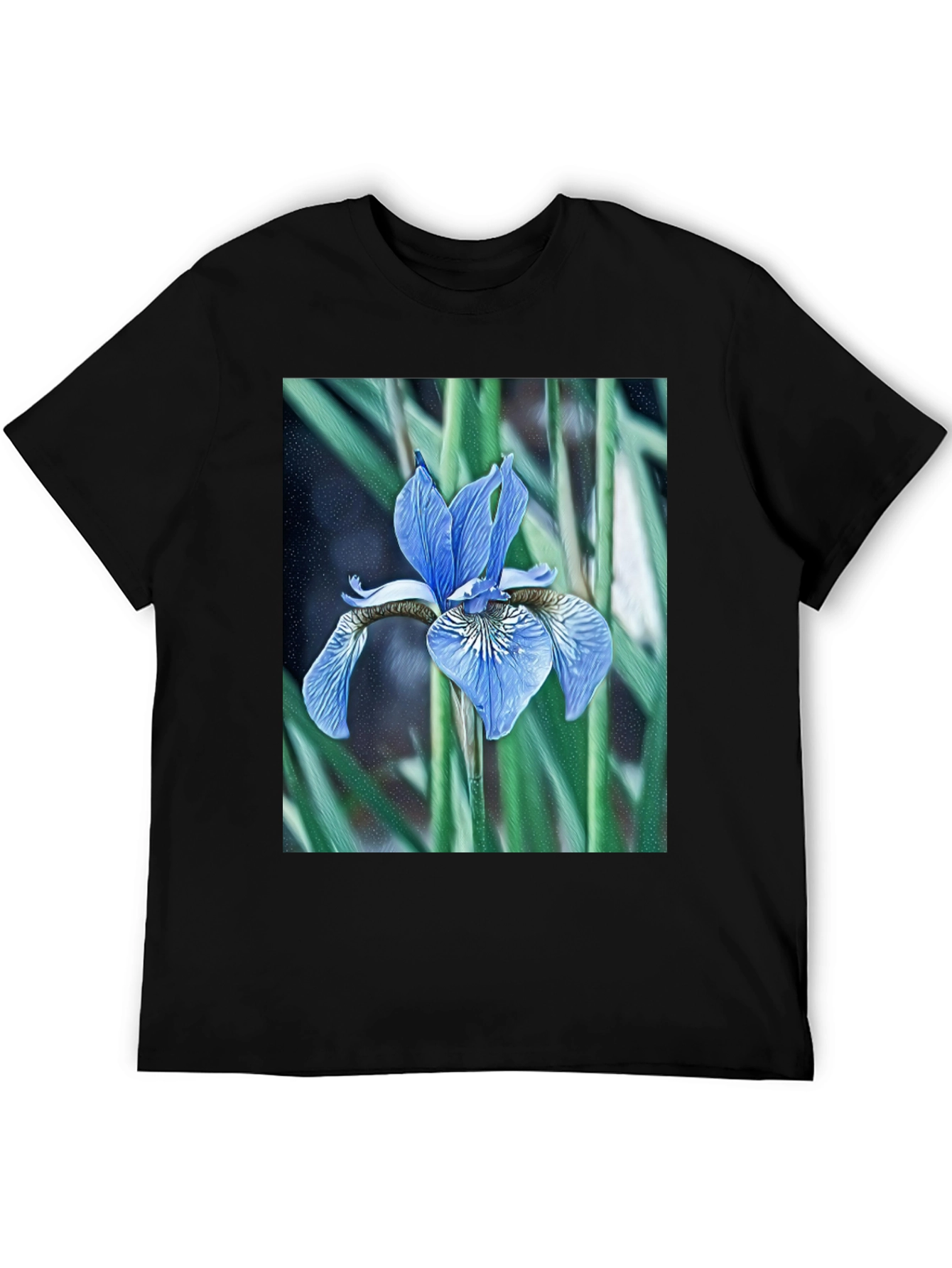 Floral Iris Graphic Tee - Modern Nature Print