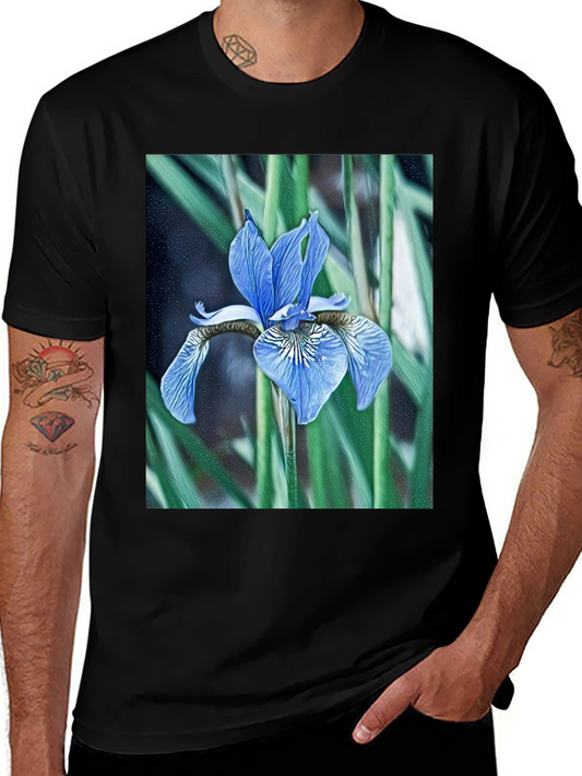 Floral Iris Graphic Tee - Modern Nature Print