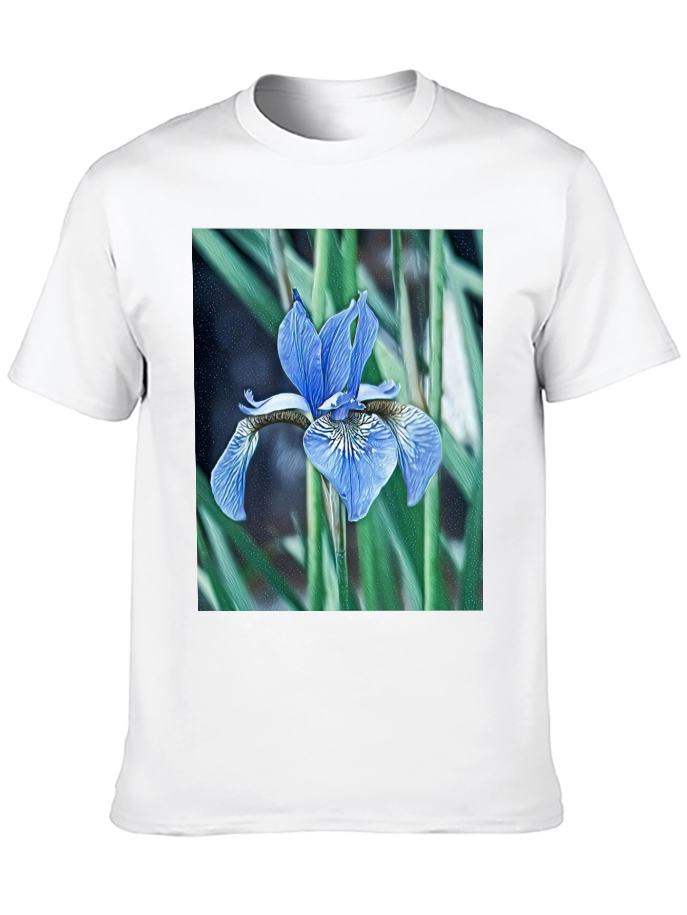 Floral Iris Graphic Tee - Modern Nature Print