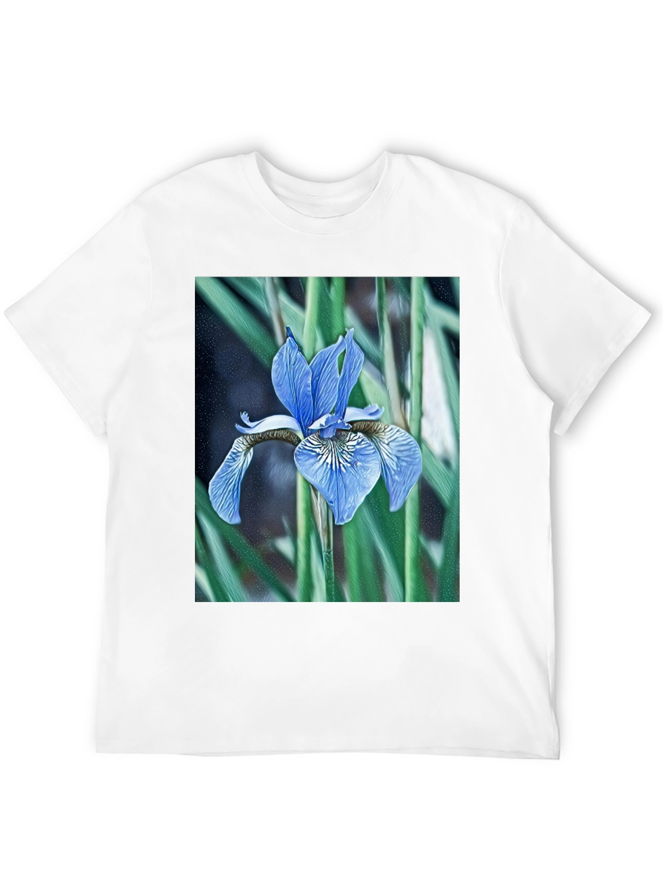 Floral Iris Graphic Tee - Modern Nature Print
