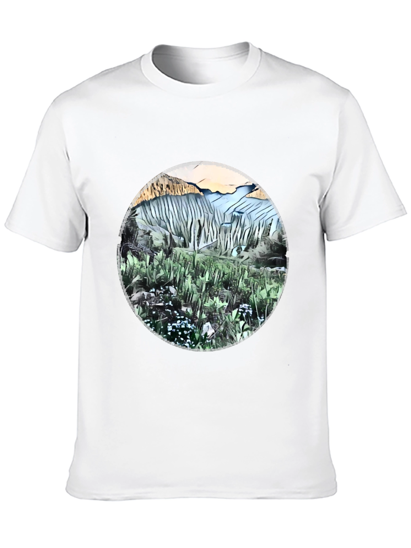 Abstract Mountain View Graphic T-Shirt