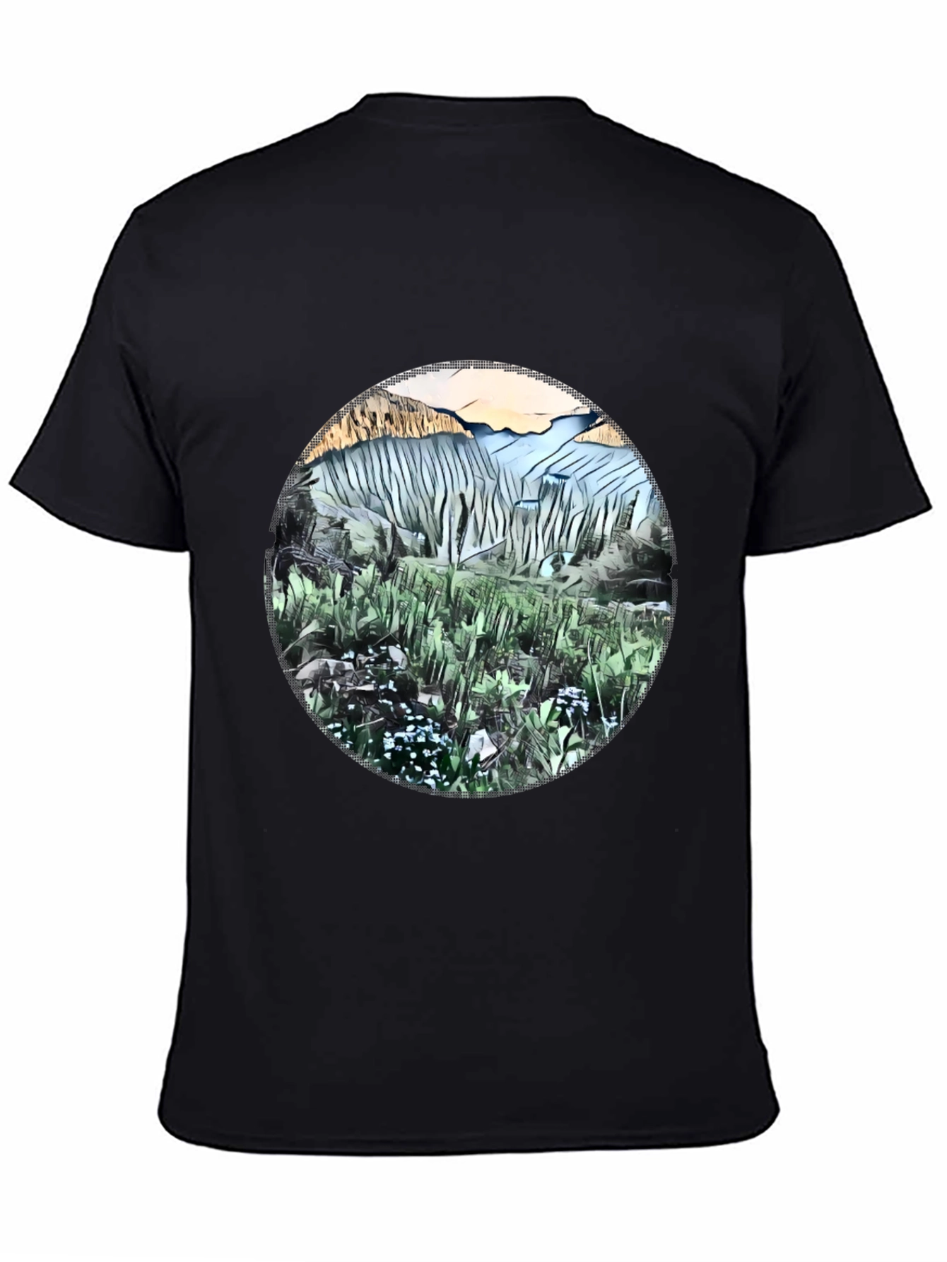 Abstract Mountain View Graphic T-Shirt