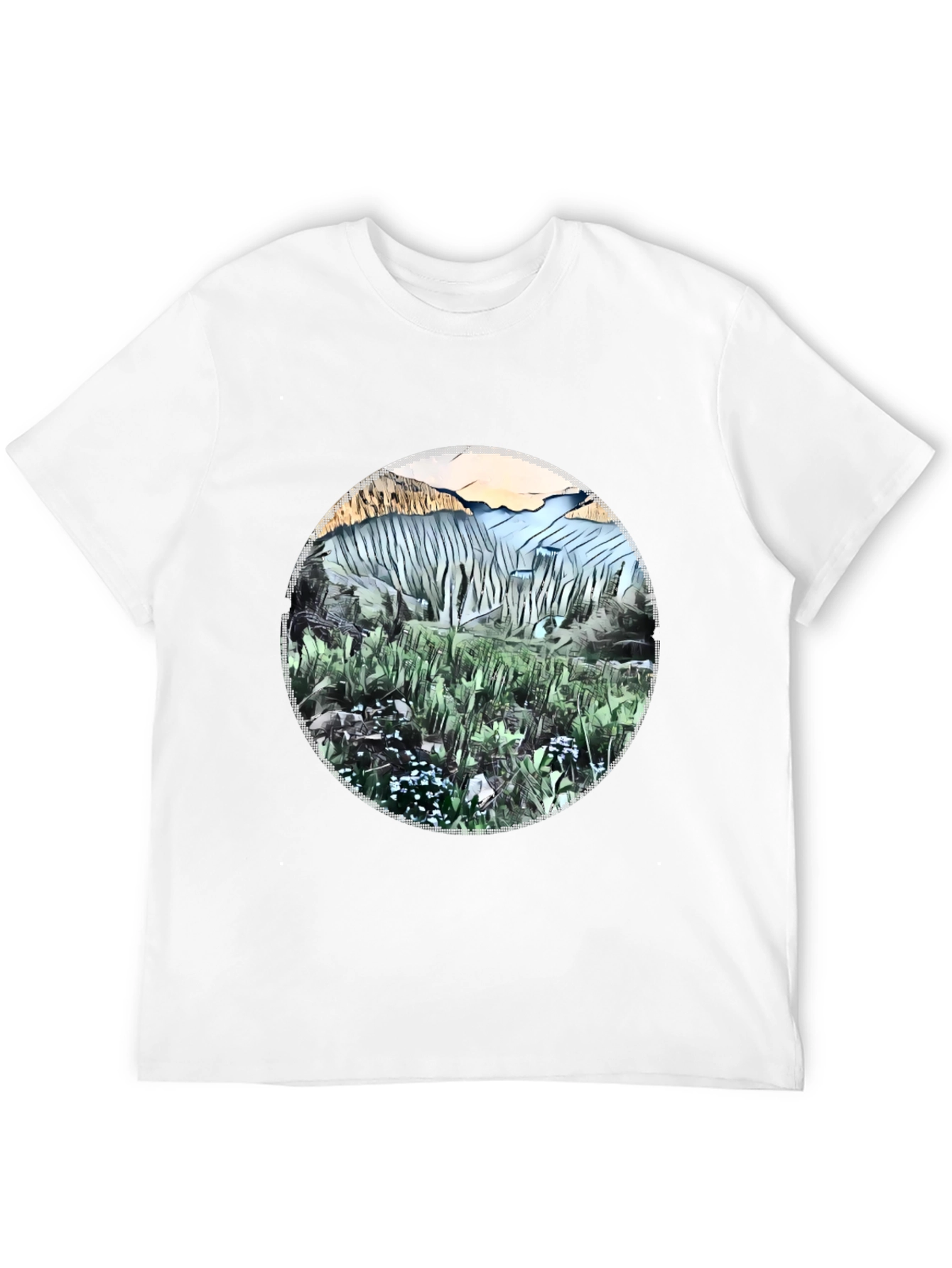 Abstract Mountain View Graphic T-Shirt