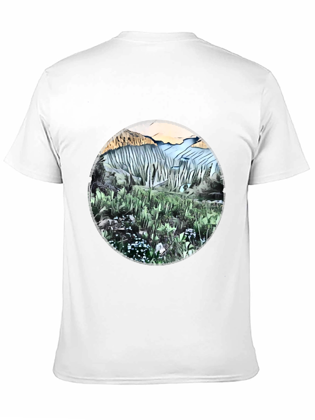 Abstract Mountain View Graphic T-Shirt