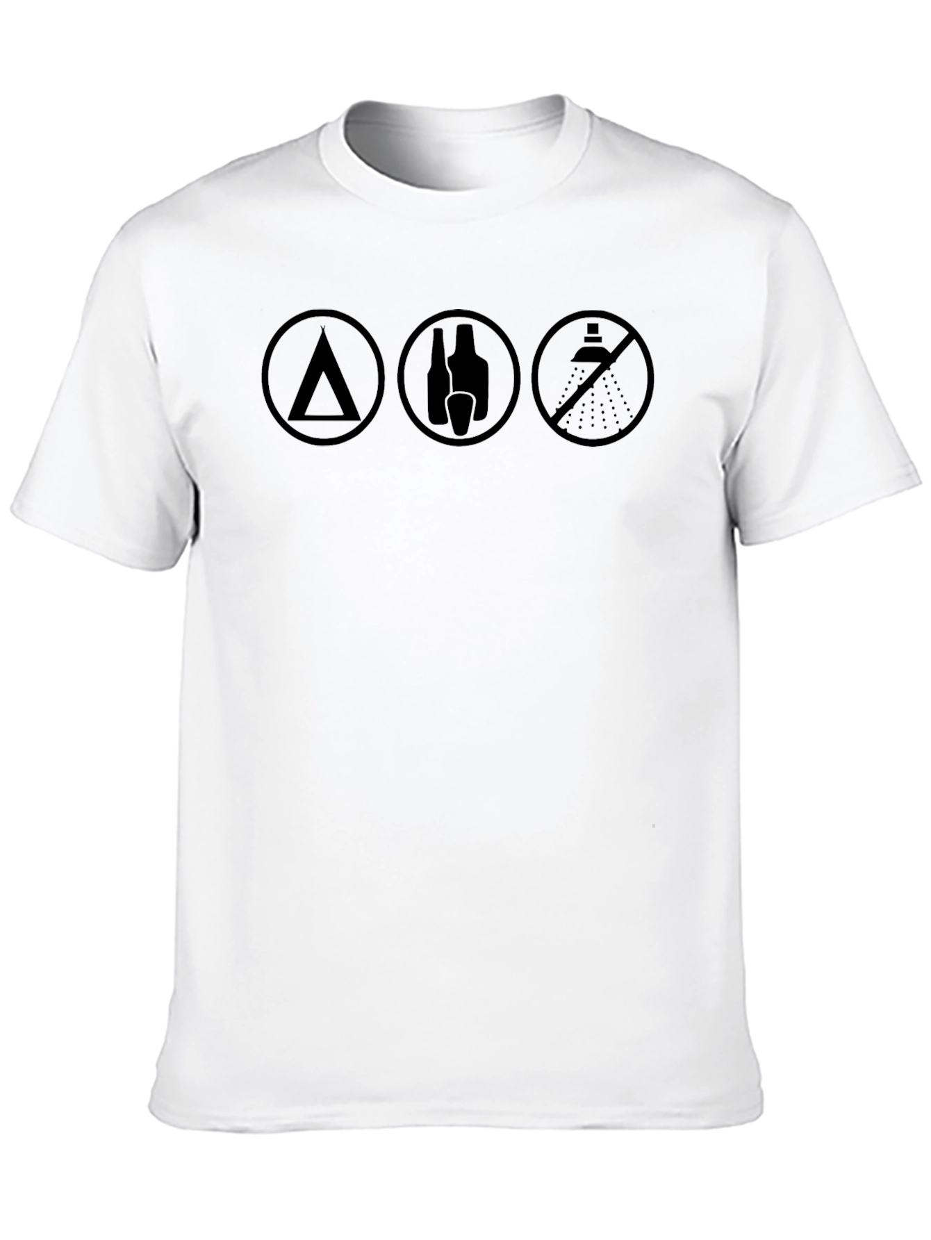 Camping Alcohol Shower Humor Black T-Shirt