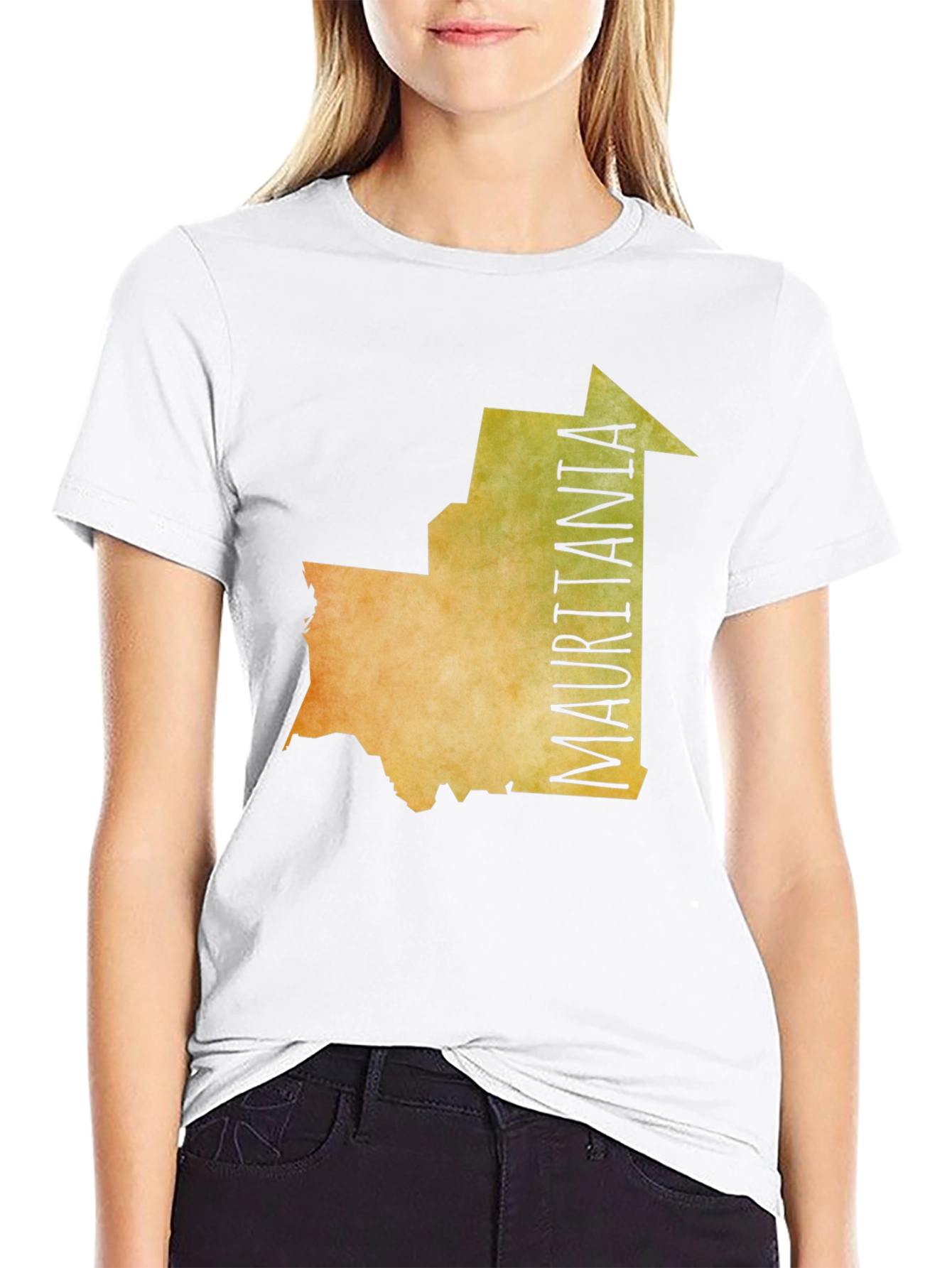 Mauritania Country Map Graphic Tee - Black