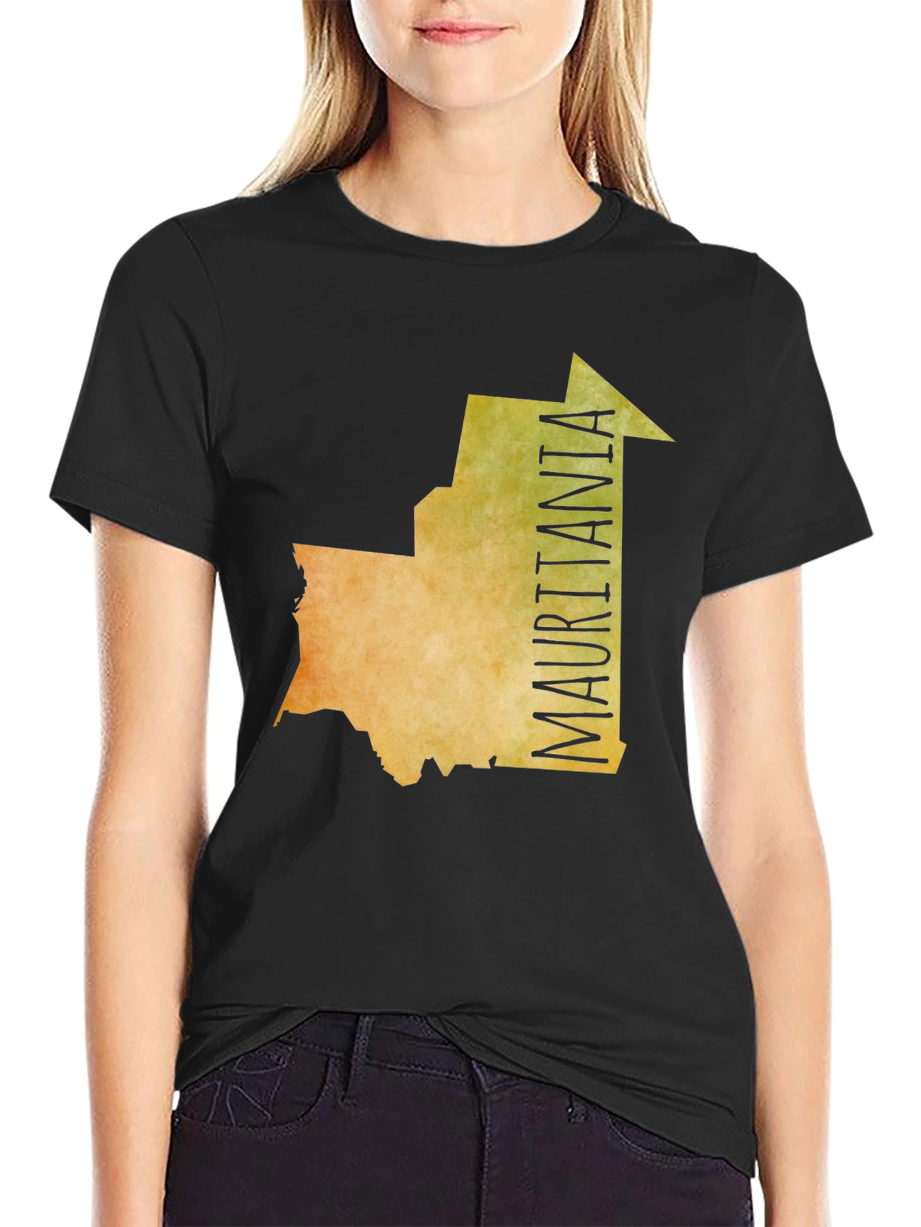 Mauritania Country Map Graphic Tee - Black