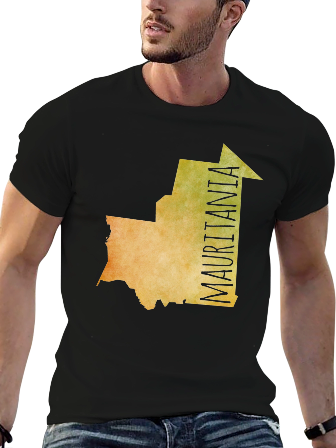 Mauritania Country Map Graphic Tee - Black