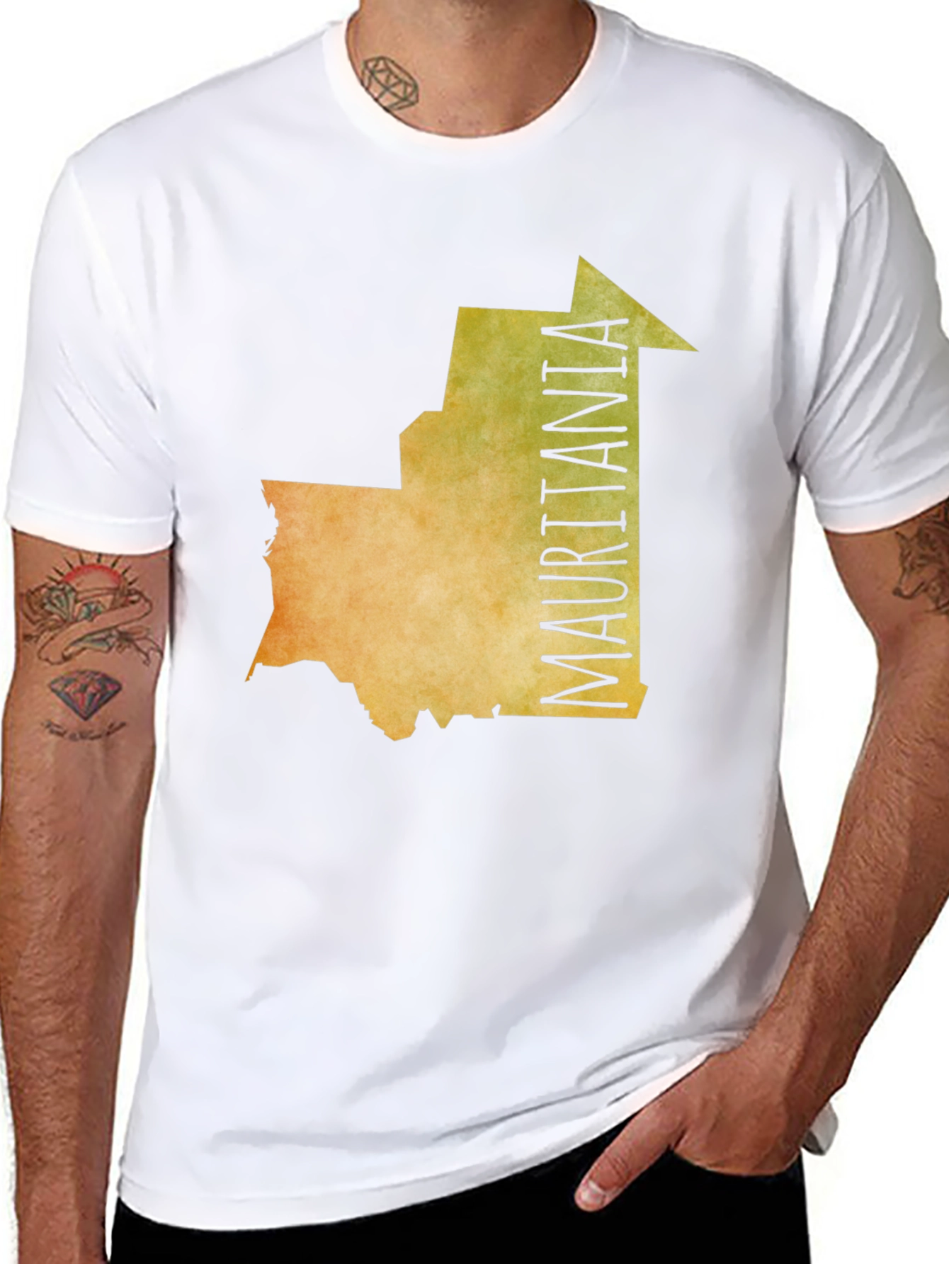 Mauritania Country Map Graphic Tee - Black