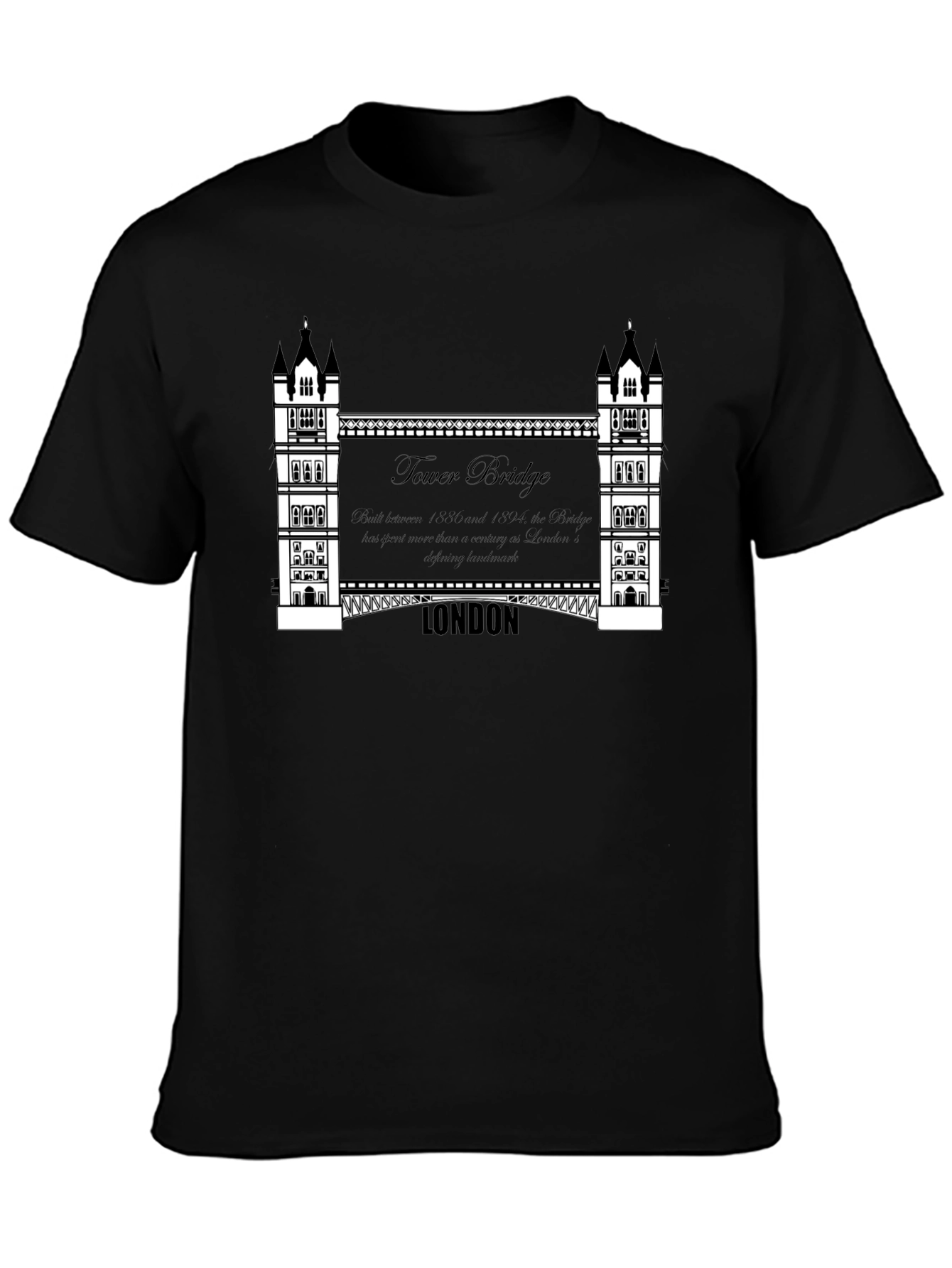 London Tower Bridge Graphic Tee - Mens Black T-Shirt