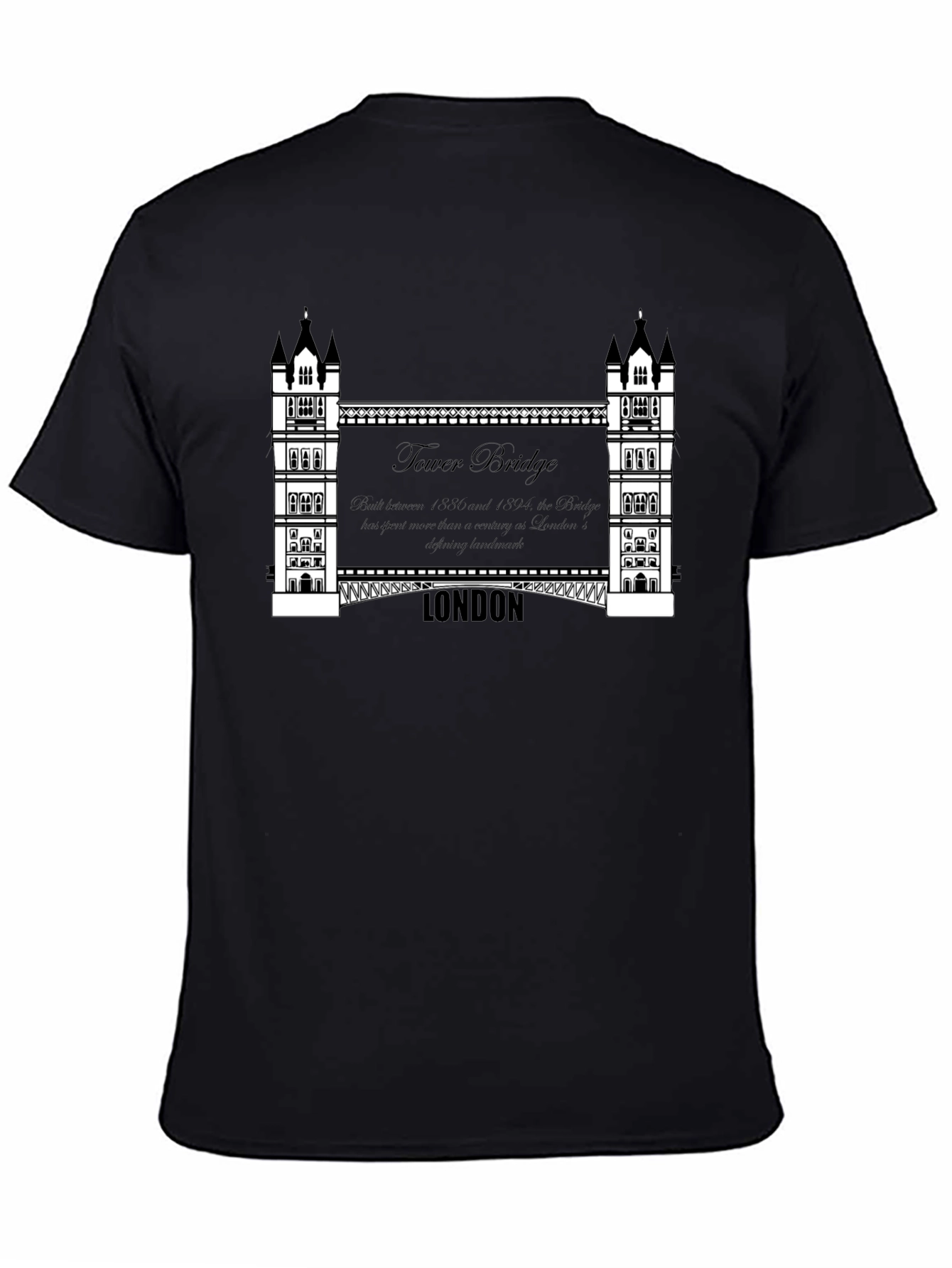 London Tower Bridge Graphic Tee - Mens Black T-Shirt