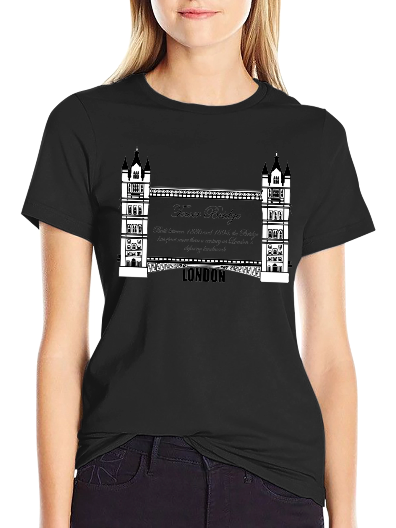 London Tower Bridge Graphic Tee - Mens Black T-Shirt