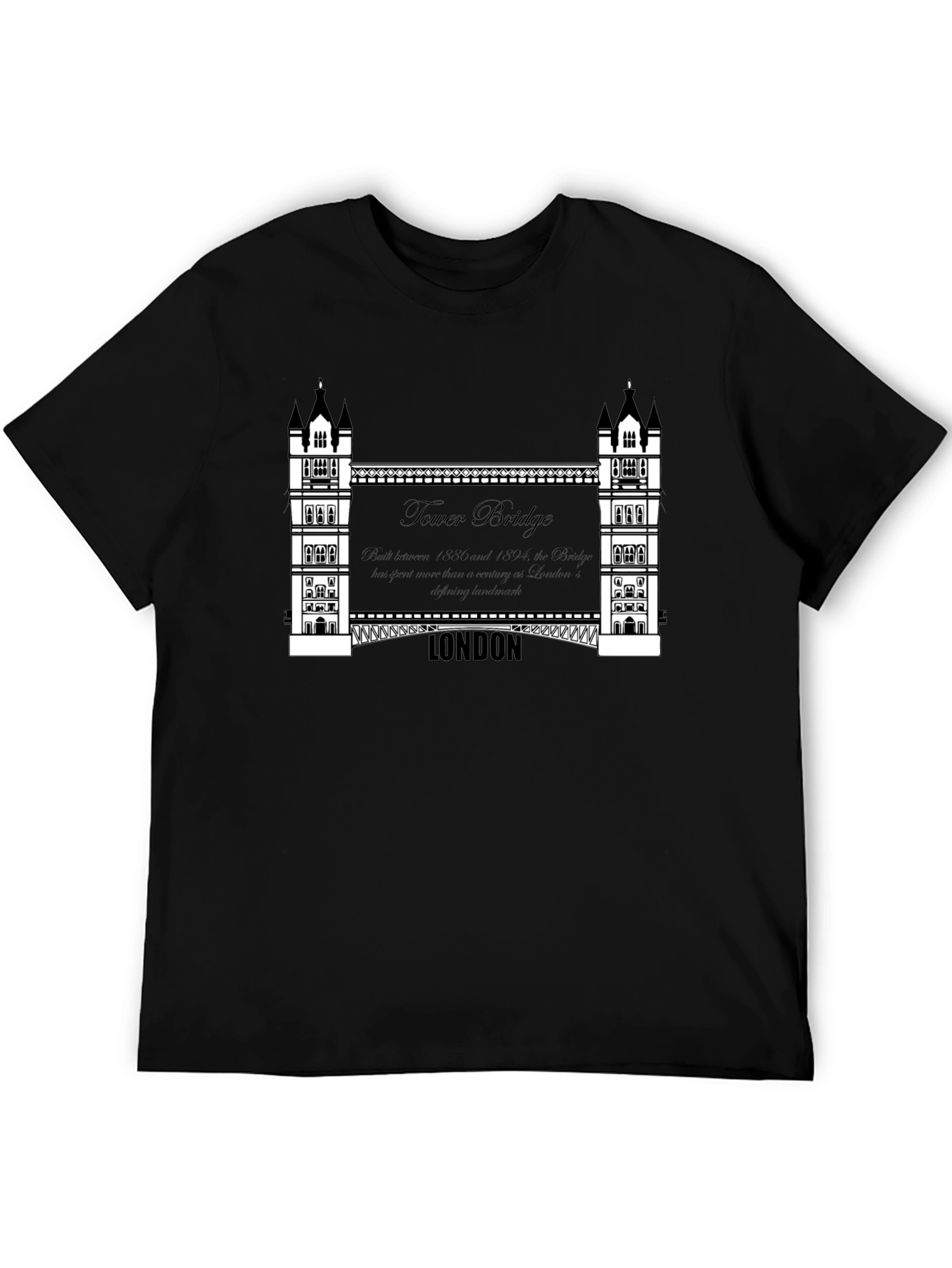 London Tower Bridge Graphic Tee - Mens Black T-Shirt