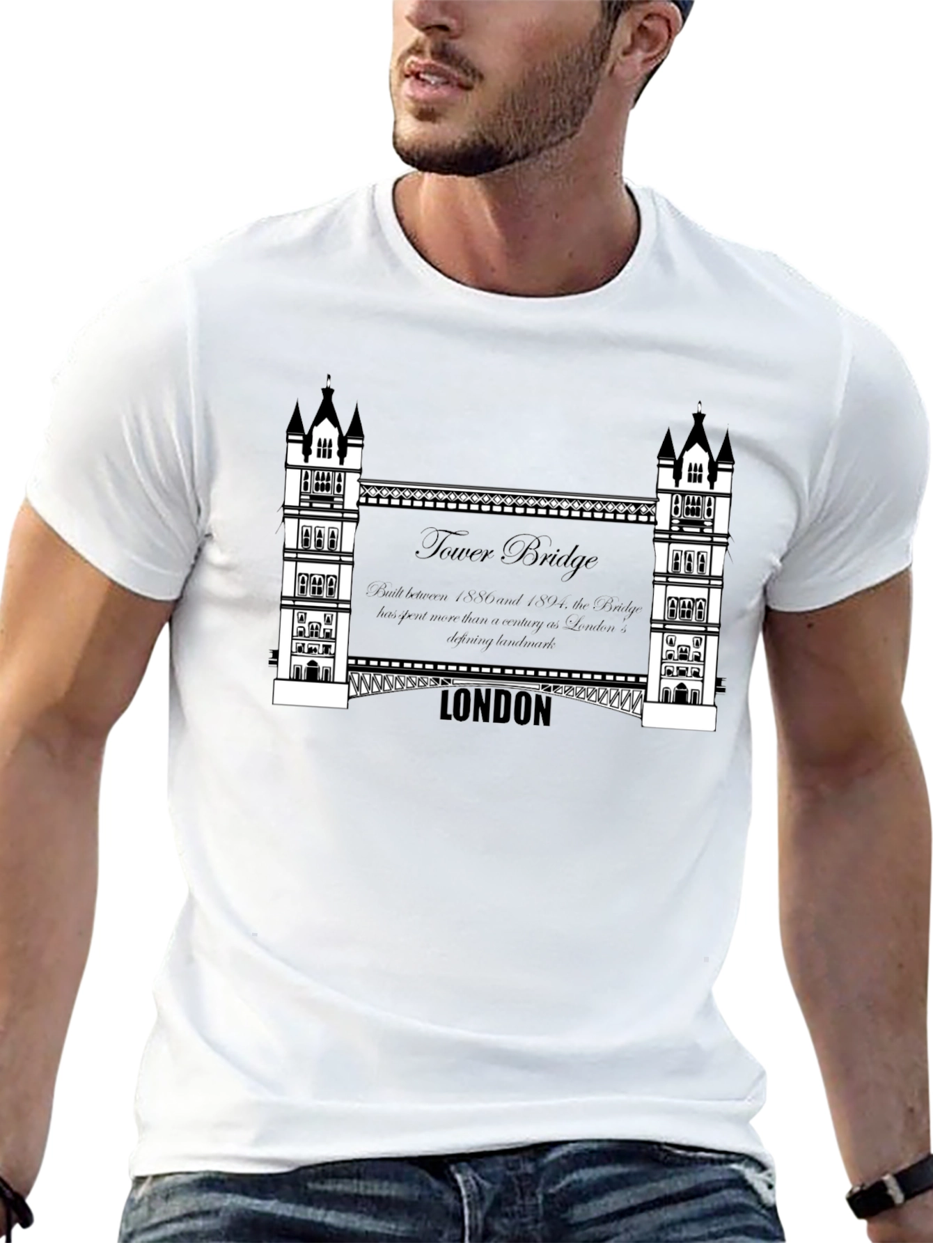 London Tower Bridge Graphic Tee - Mens Black T-Shirt