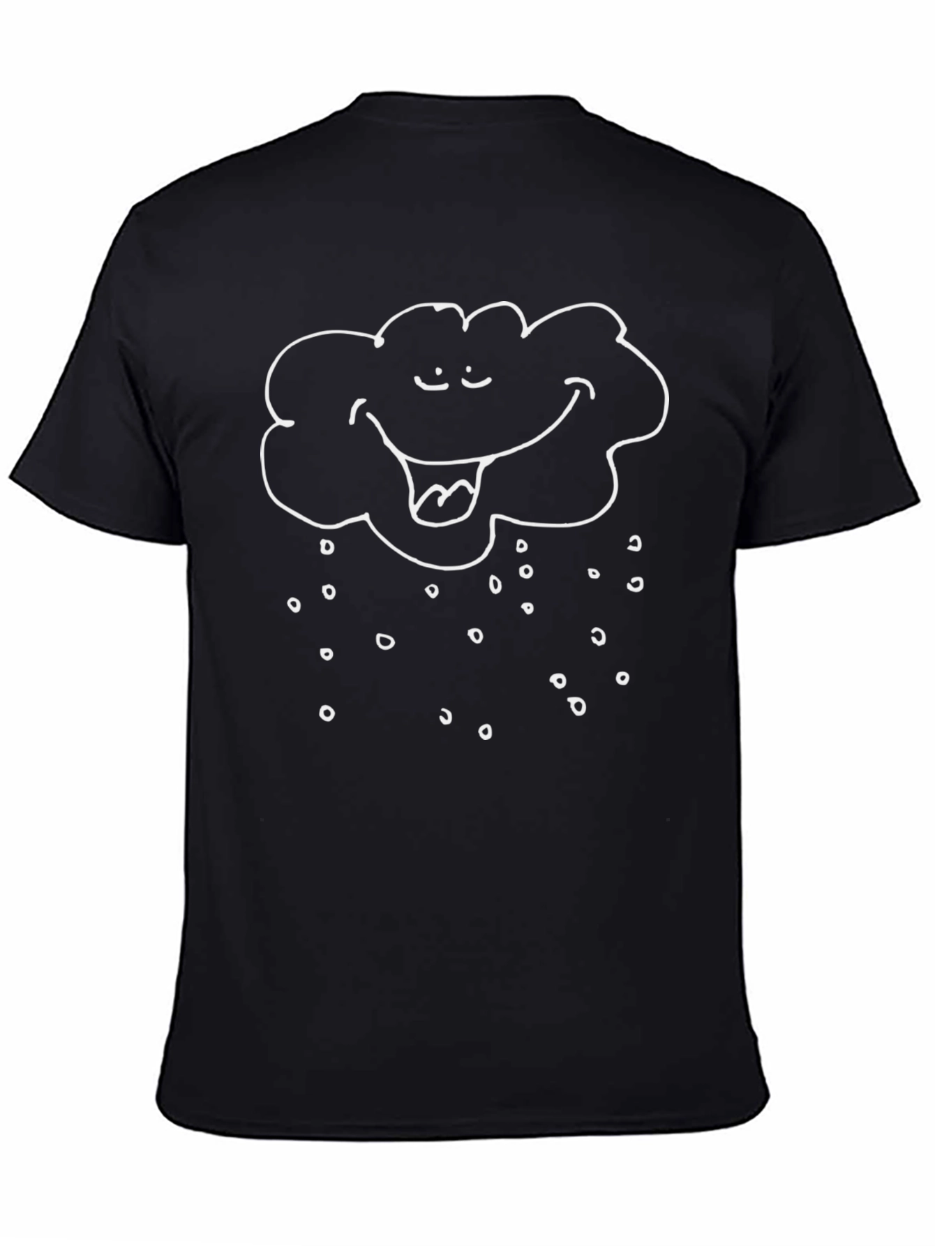 Cloud Rain Smiling Graphic Tee - Black Cotton Shirt