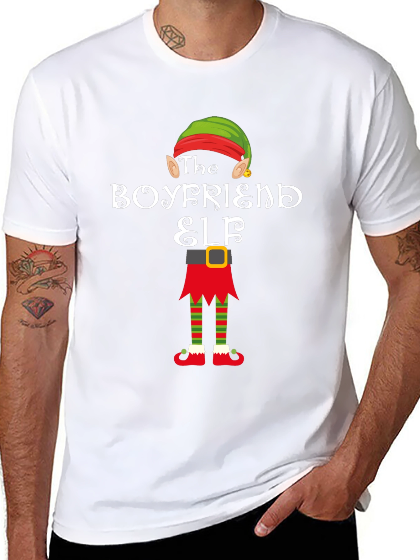 Boyfriend Elf Christmas T-Shirt - Festive Holiday Apparel