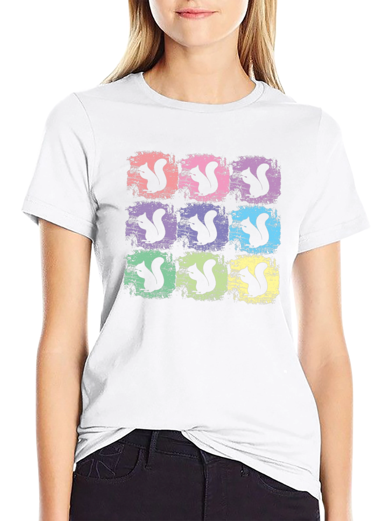 Squirrel Graphic Print Crew Neck T-Shirt