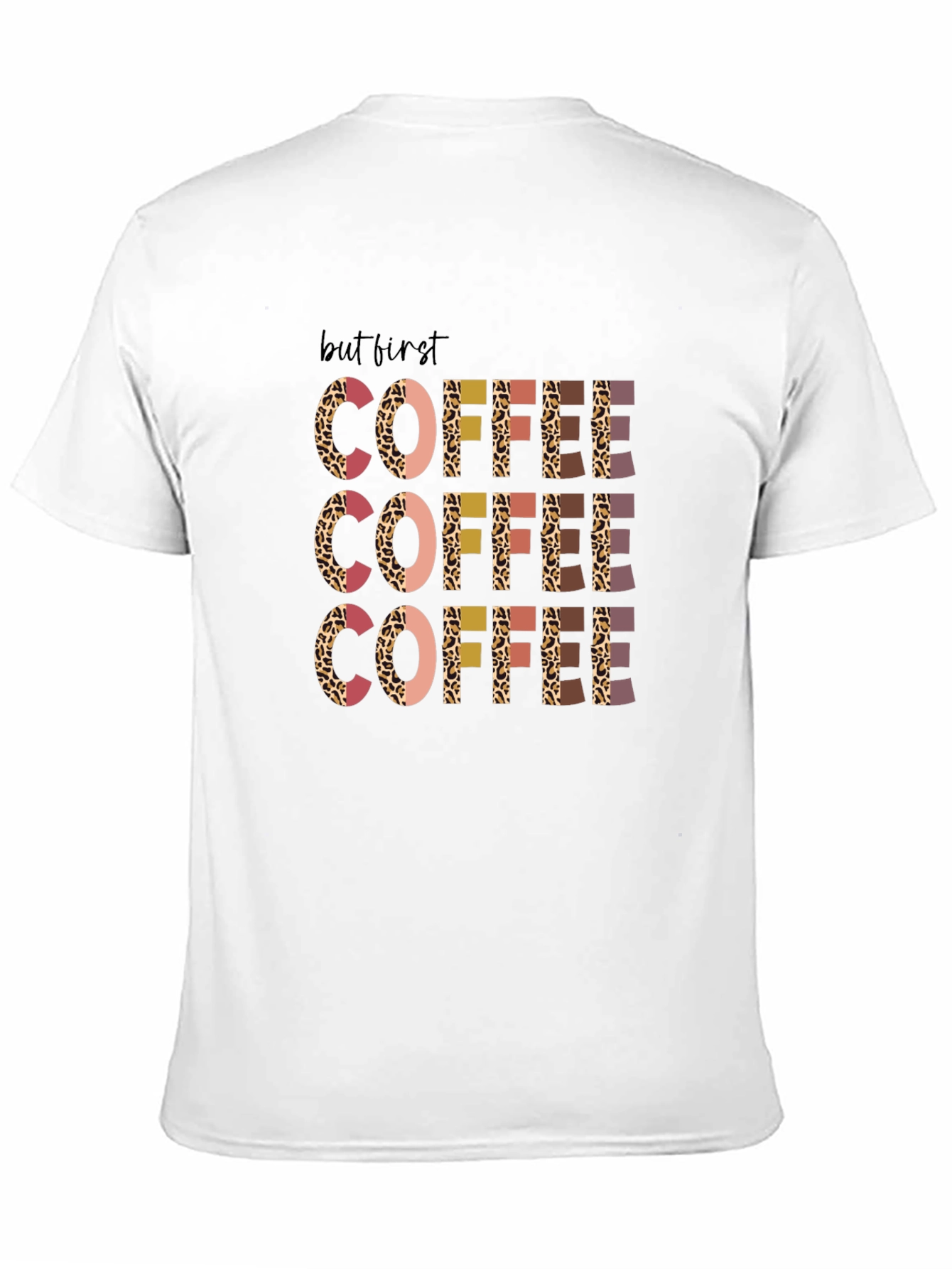 But First Coffee Graphic Tee - Leopard Print