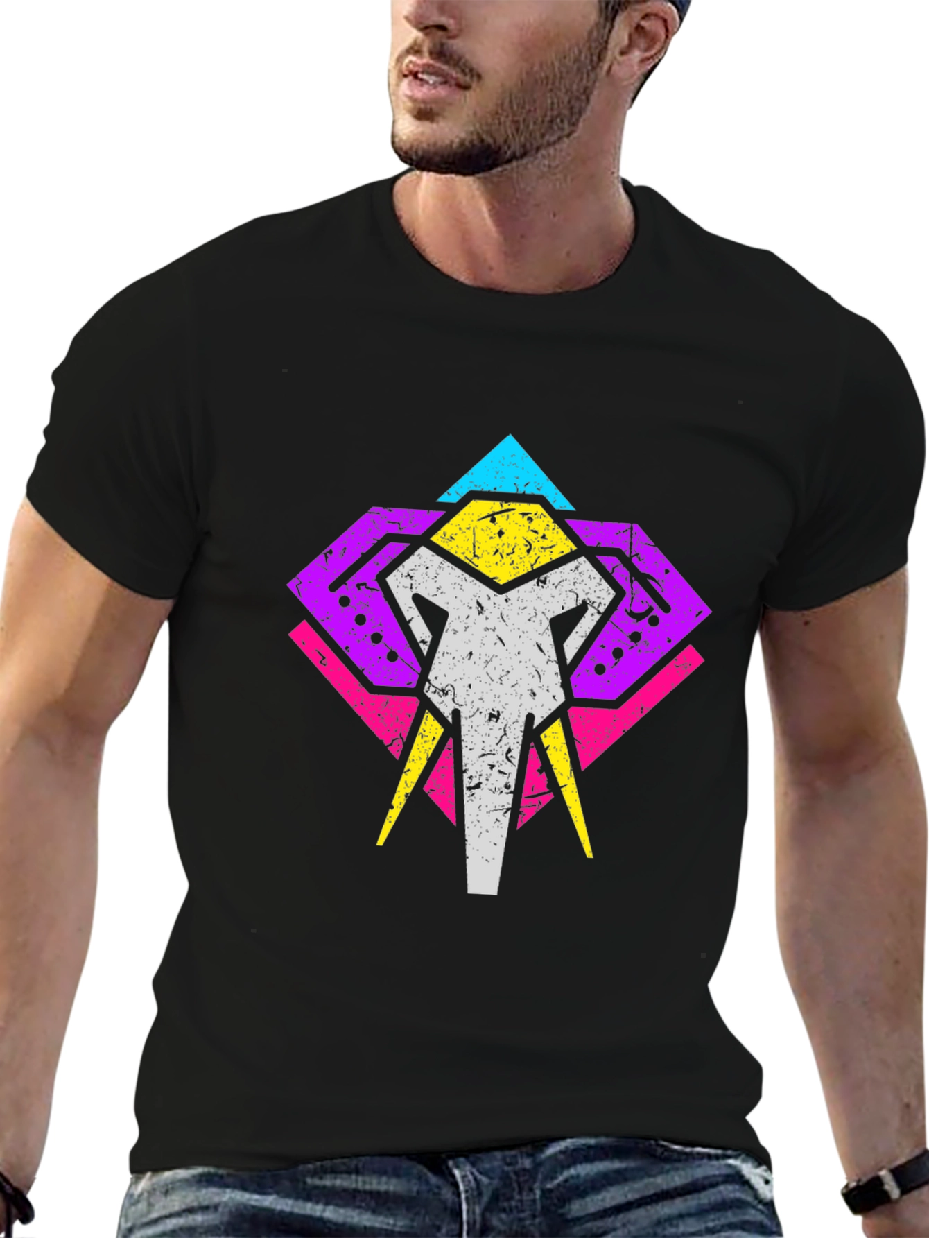 Retro Elephant Graphic Tee - Stylish Animal Design T-Shirt