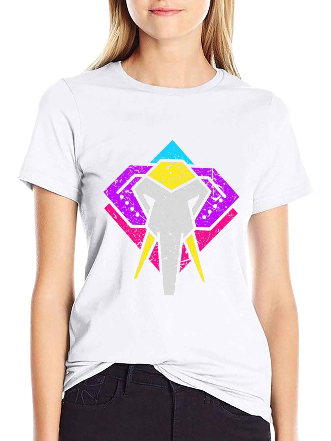 Retro Elephant Graphic Tee - Stylish Animal Design T-Shirt