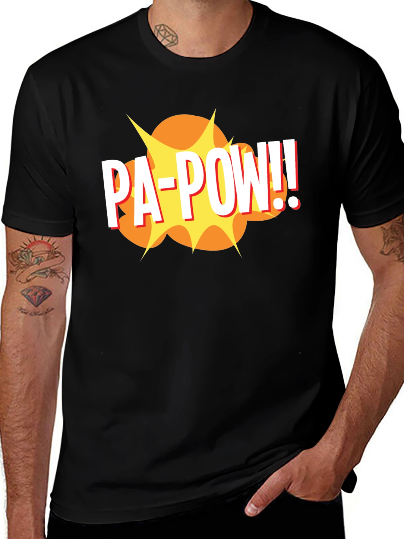 PA-POW!! Graphic T-Shirt - Black Comic Book Style Tee