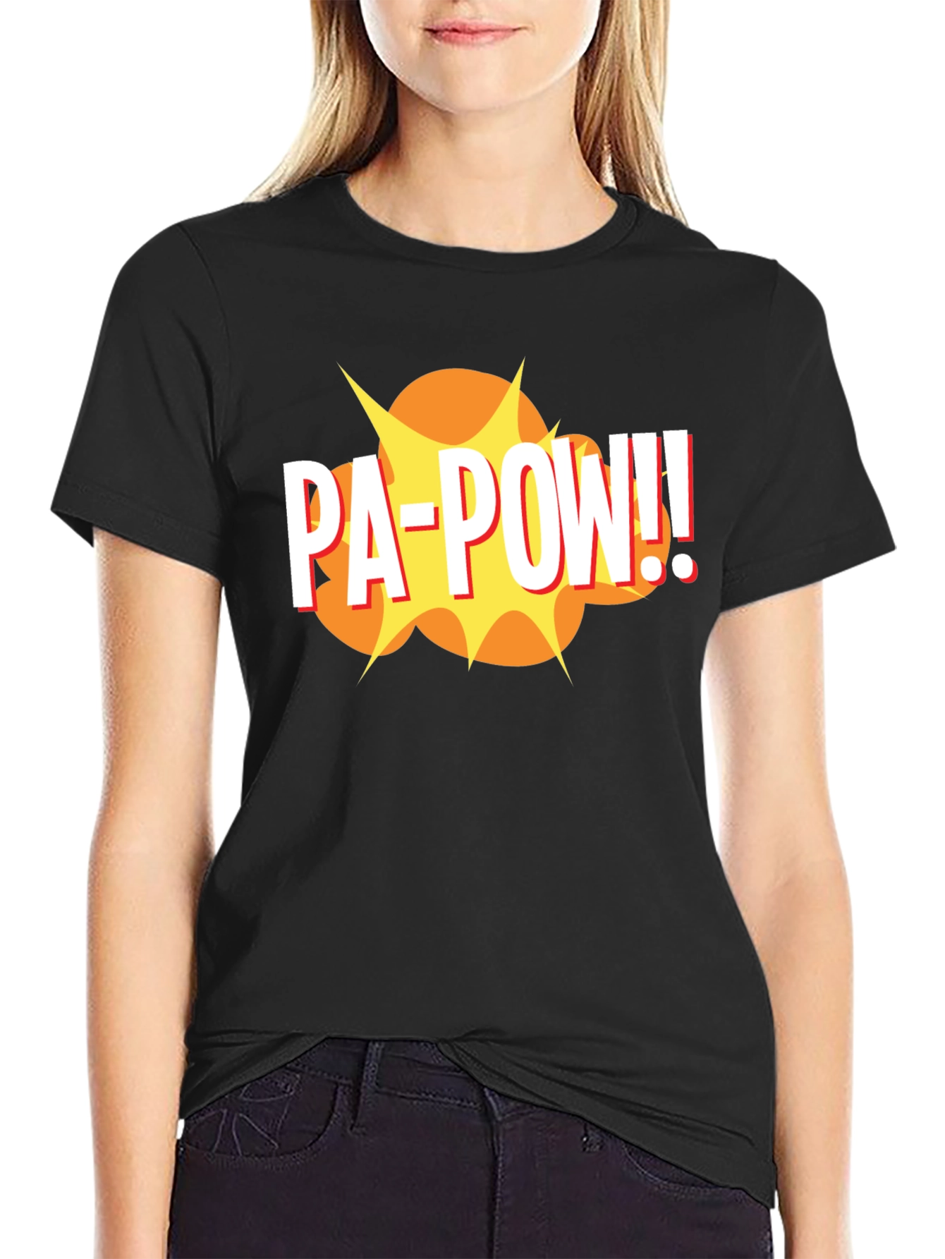 PA-POW!! Graphic T-Shirt - Black Comic Book Style Tee
