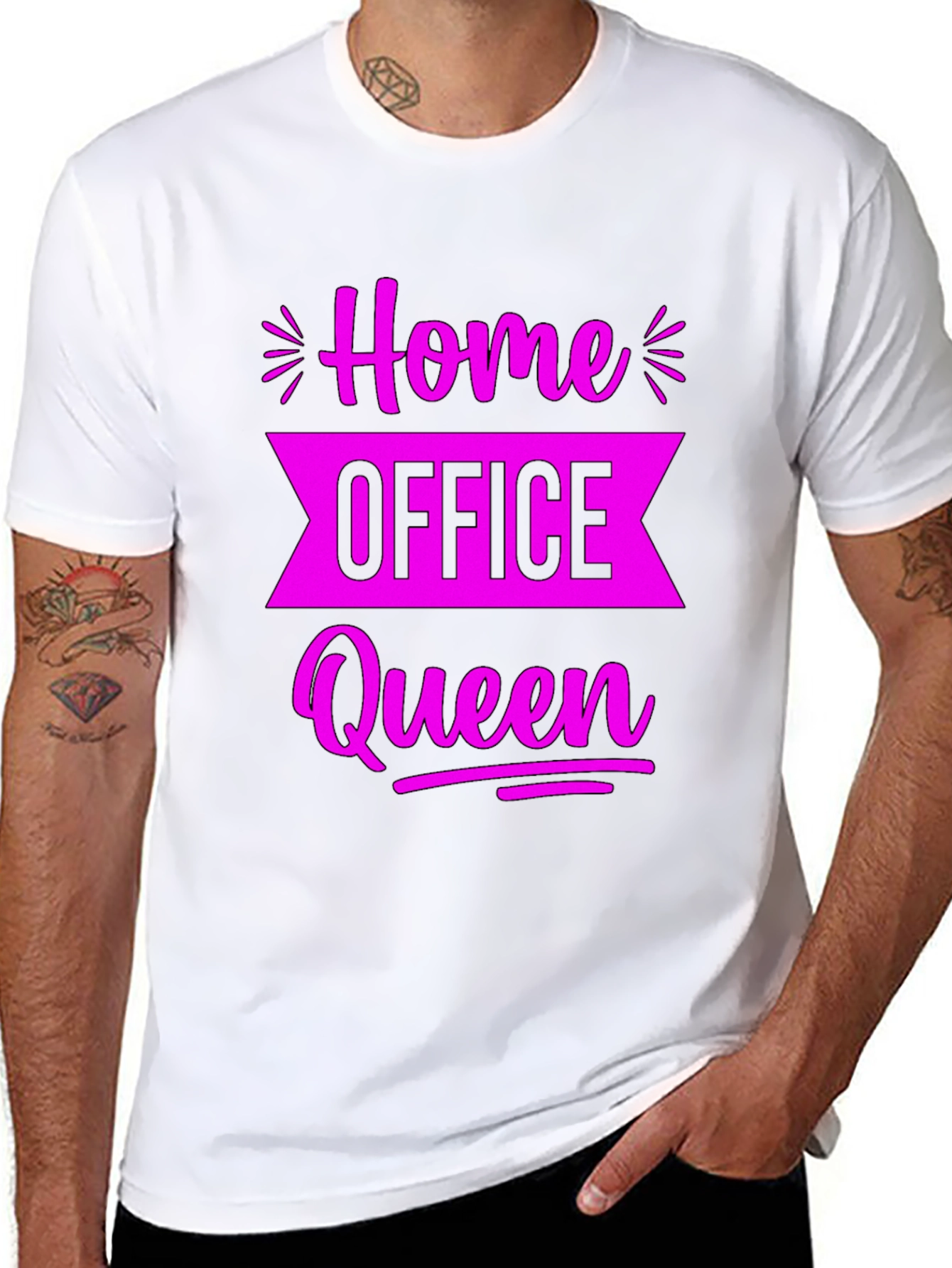 Home Office Queen Black Graphic Tee